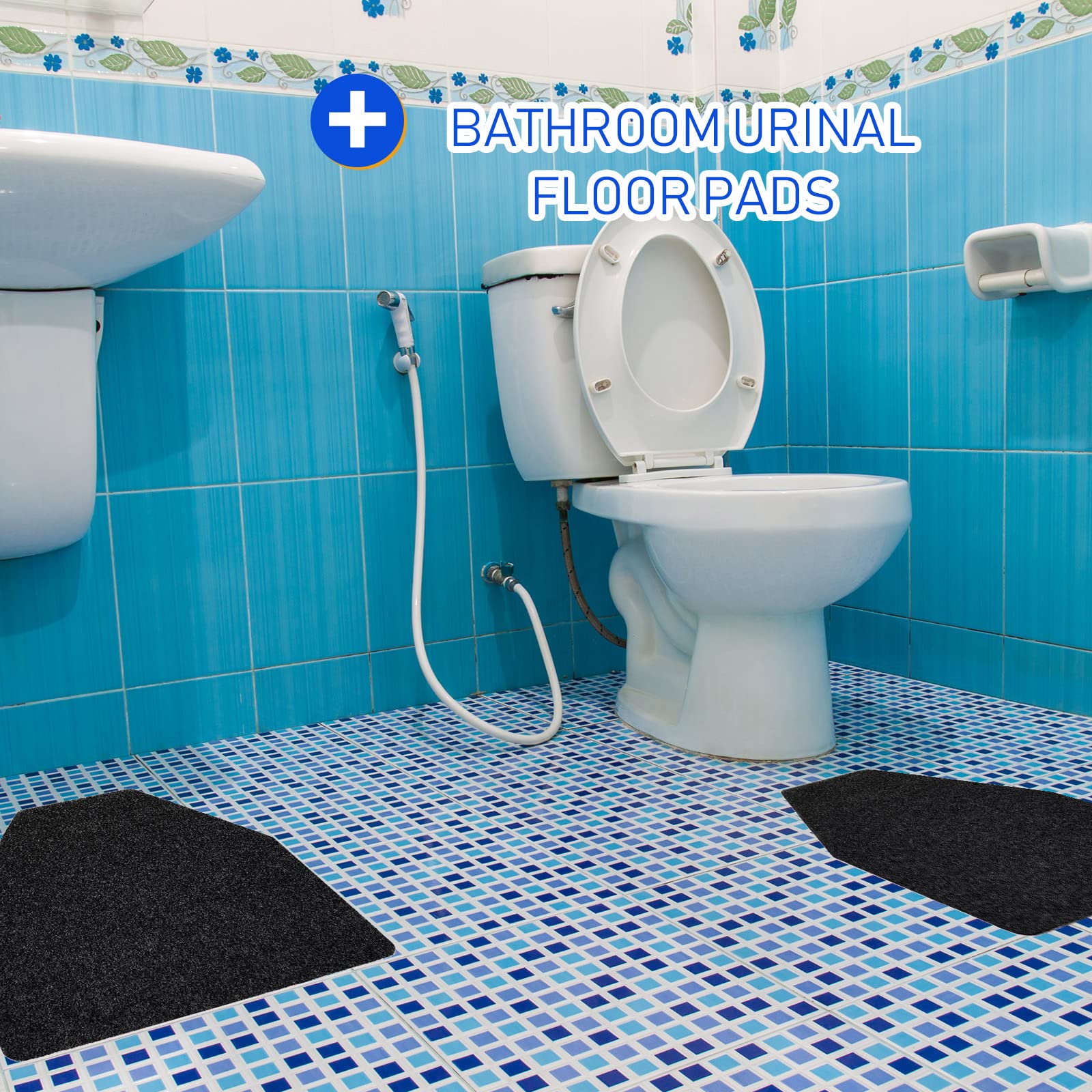 Non-Slip Urinal Mats - 10 Pack Absorbent Bathroom Floor Pads for Men's Restroom - Black Waterproof Urinal Mats for Home, Office & Public Restrooms - Prevents Slipping & Absorbs Spills