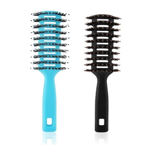 Kuber Hair Brush with Flexible Bristles - Detangles & Straightens for All Hair Types - Home & Travel Use