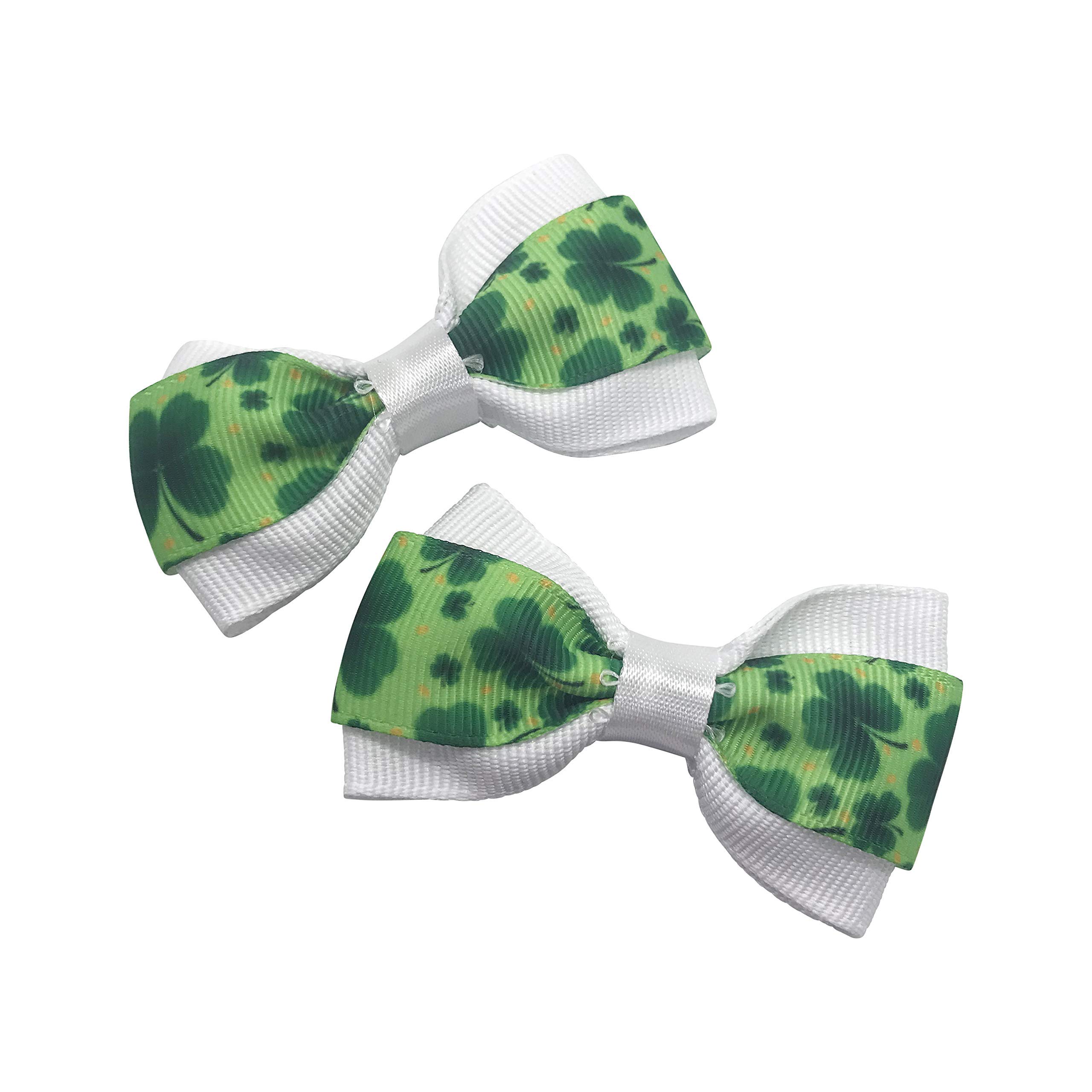 St. Patrick's Day Hair Bows for Girls - 6 Pack Green Shamrock Toddler Hair Accessories for Pigtails, Ponytails & Braids - Perfect for School, Parties & Irish Festivals