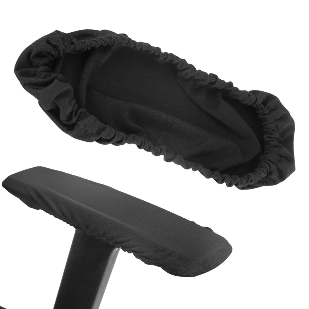 Computer Chair Armrest Covers - 1 Pair Stretchable Armrest Protector Pads for Office Desk, Gaming & Ergonomic Chairs (Black) | Comfortable & Durable for Home Office, Workstation & Study Room