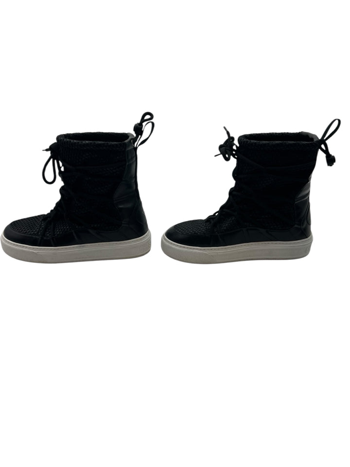 Christian Dior Black Resille Winter Solar Boots Women's Size 7 (EU 37) - Waterproof Snow Boots for Cold Weather, Fashionable Winter Shoes for Women, Perfect for Snowy Days & Outdoor Activities