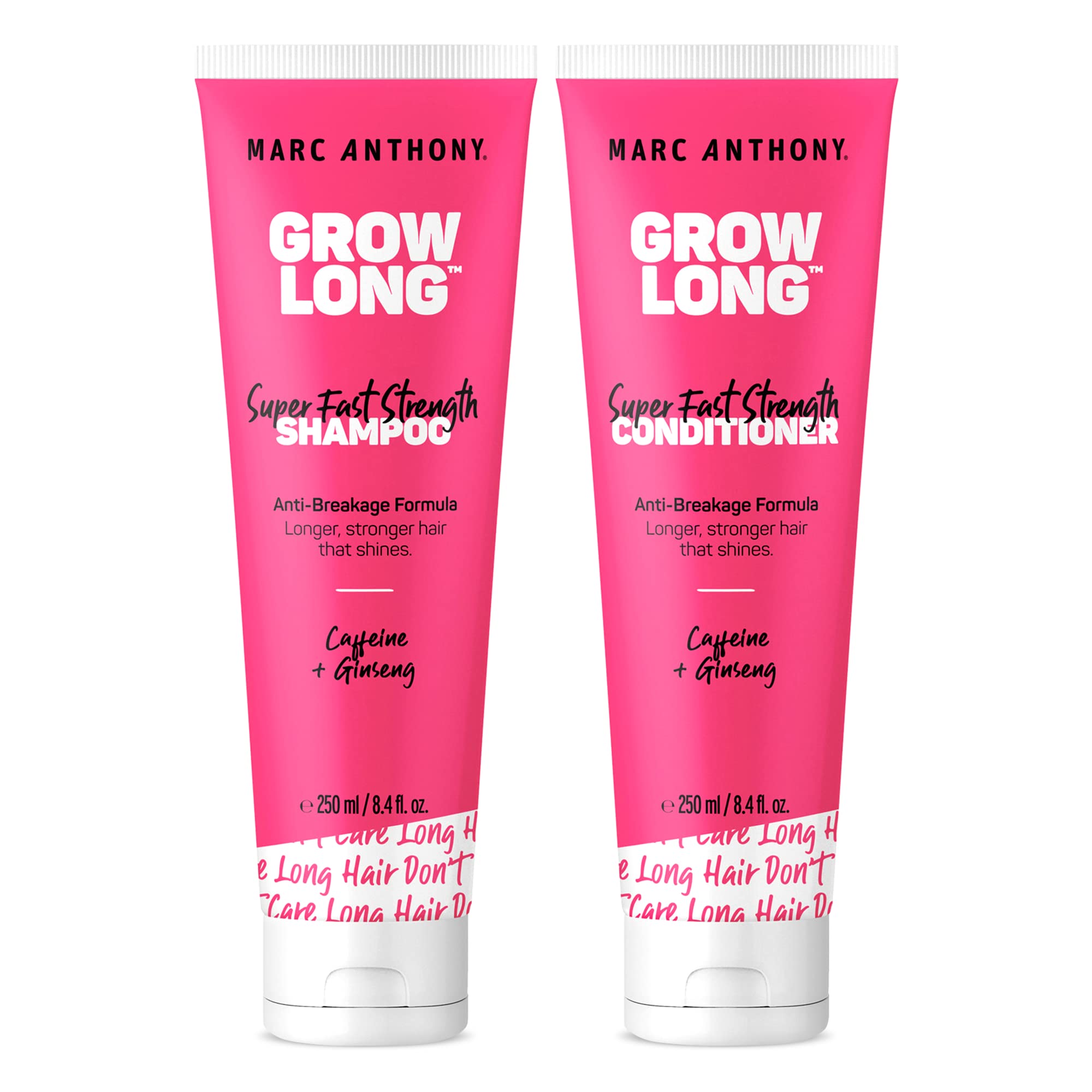 Marc Anthony Grow Long Shampoo & Conditioner Set with Caffeine & Ginseng - Anti Frizz & Breakage Treatment for Stronger, Longer Hair - 8.4 fl oz - Perfect for Damaged Hair Repair & Daily Hair Growth Routine