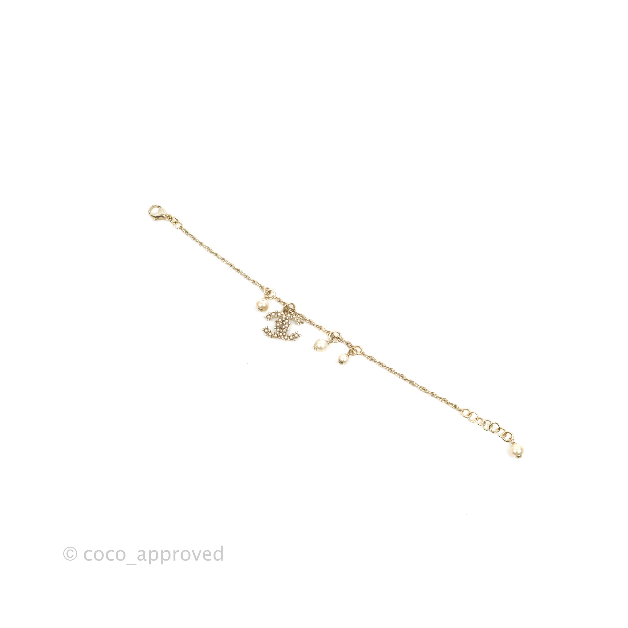 Chanel CC Crystal Pearl Bracelet in Gold Tone - 19C Collection | Elegant Jewelry for Women, Perfect for Parties, Weddings & Special Occasions