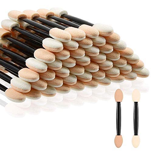 COSLUXE Disposable Double Sided Oval Eyeshadow Brush Sponge Applicators - 10 Pack | Soft Makeup Sponge for Eyeshadow, Eyeliner & Concealer Application | Perfect for Professional Makeup Artists & Home Use