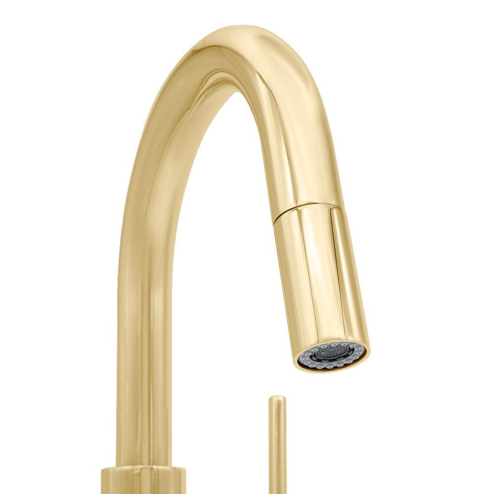 ZLINE Dante Pull Down Single Handle Kitchen Faucet in Polished Gold - Modern Touchless Design for Easy Cooking & Cleaning (DNT KF PG) | Perfect for Farmhouse, RV & Small Kitchen Sinks