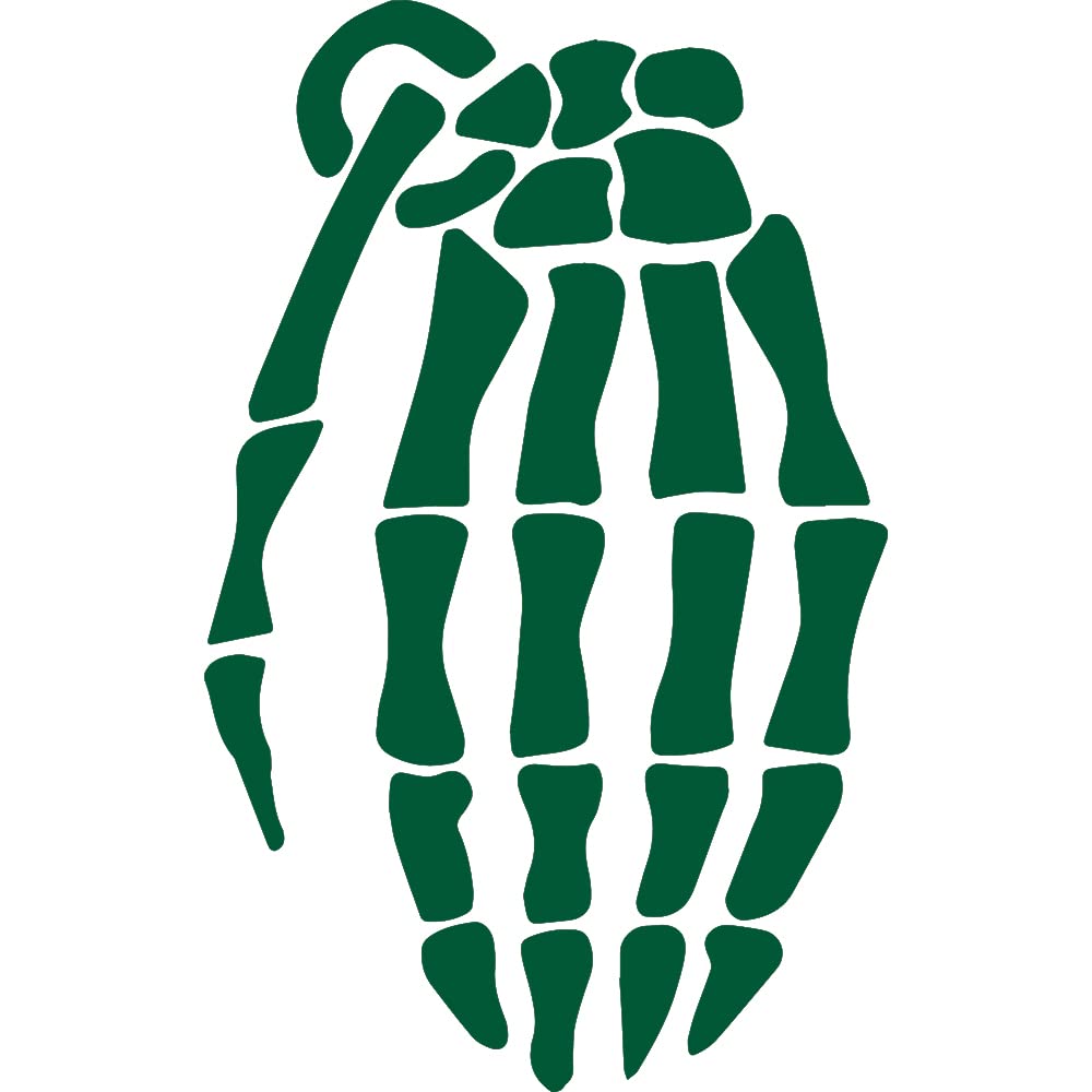 Premium Waterproof Vinyl Skeleton Grenade Glove Decal Stickers (Green, Set of 2) - Durable Adhesive for Laptop, Phone, Helmet, Car Window, Bumper, Mug, Cup, Door & Wall Decor - Perfect for Halloween, Cosplay, Gaming Setups & DIY Projects