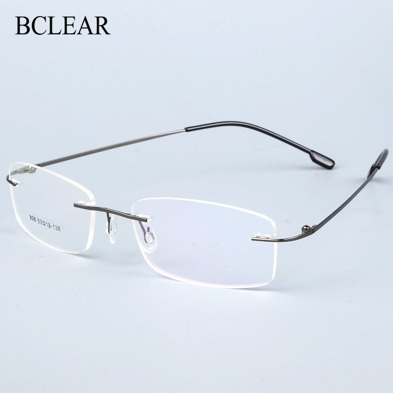 Bclear Titanium Alloy Rimless Eyeglasses for Men - Ultra Lightweight Frame Model SJ808 | Perfect for Office, Reading & Everyday Wear