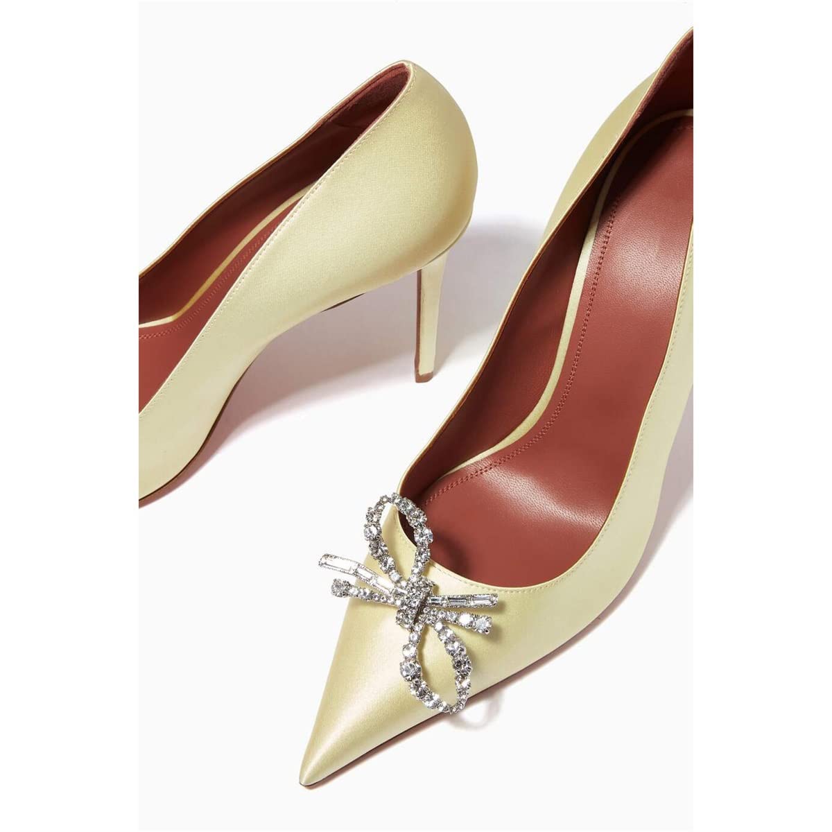 Keleimusi Women's Satin Pumps with Crystal Brooch - 3.75 Inch Dress Heels for Weddings, Parties & Formal Events
