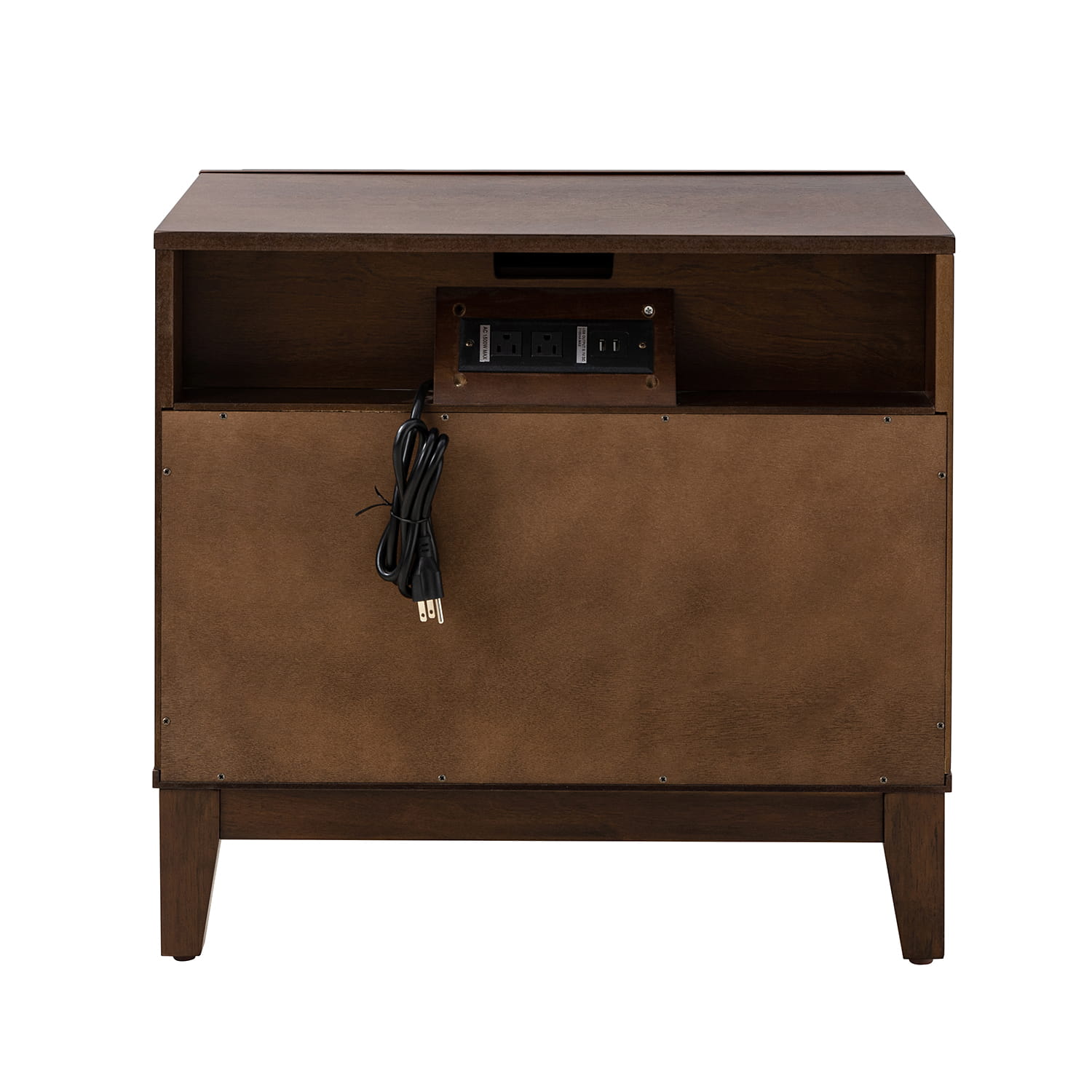 2-Drawer Nightstand with Built-in USB Outlets - Modern Bedside Table for Charging Devices, Perfect for Bedroom, Living Room, or Office