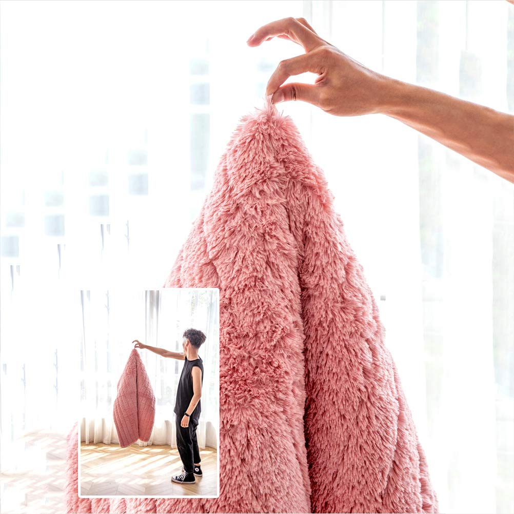 Velvet L-Shaped Sectional Sofa Cover - Winter Warm Recliner Slipcover Protector for Pets, 110x240cm (43x94inch), Pink - Perfect for Living Room, Family Room & Pet-Friendly Homes