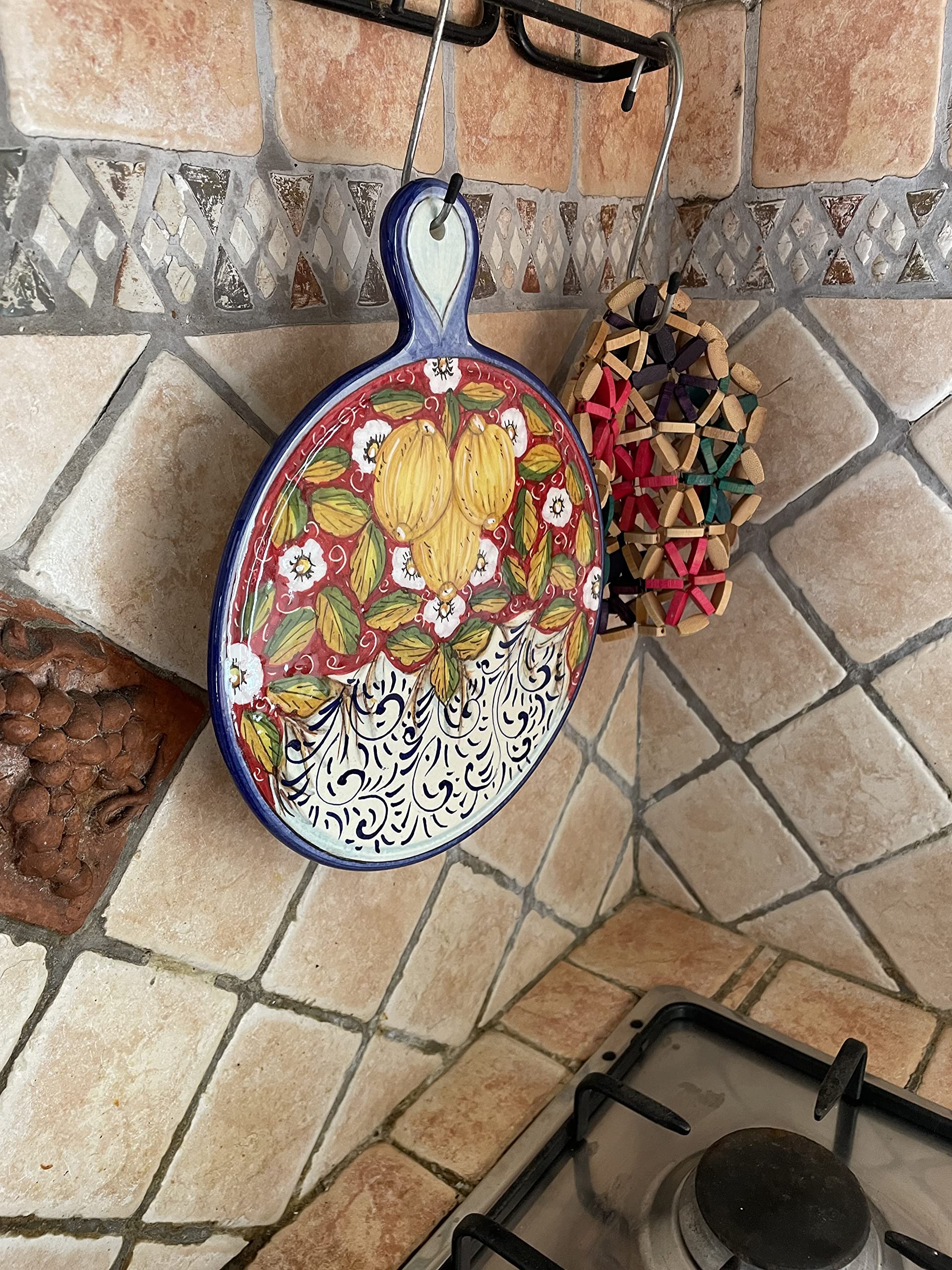 Italian Ceramic Trivet Hand Painted with Lemons - CERAMICHE PARRINI Tuscan Kitchenware, Pottery Tile for Hot Dishes & Table Decor - Made in Italy | Perfect for Dining Tables, Kitchen Countertops & Gift Giving