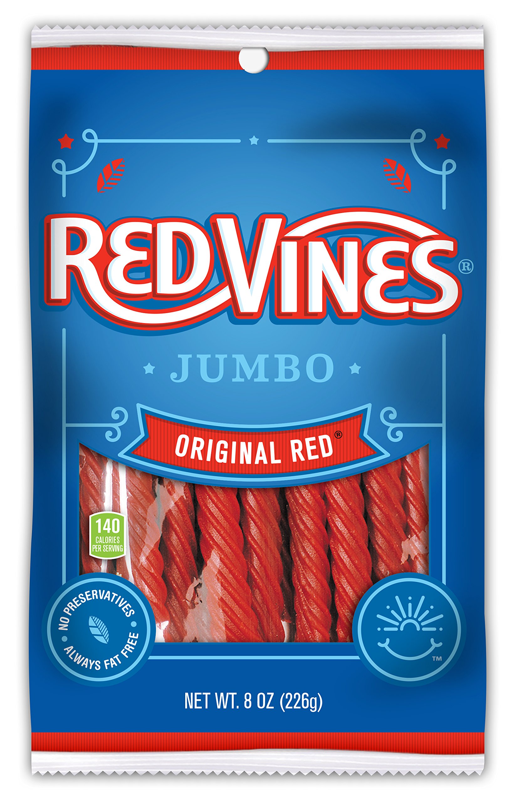 Red Vines Jumbo Licorice Candy - Original Red Flavor, 8oz Bags (12 Pack) - Soft & Chewy Twists for Parties, Movie Nights & Snacking