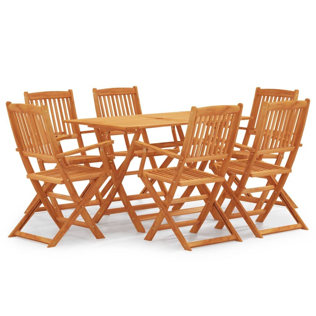 7-Piece Folding Patio Dining Set - Solid Eucalyptus Wood Outdoor Table & Chairs - Weather-Resistant Garden Furniture for Backyard, Poolside & BBQ Entertaining by BIGTO
