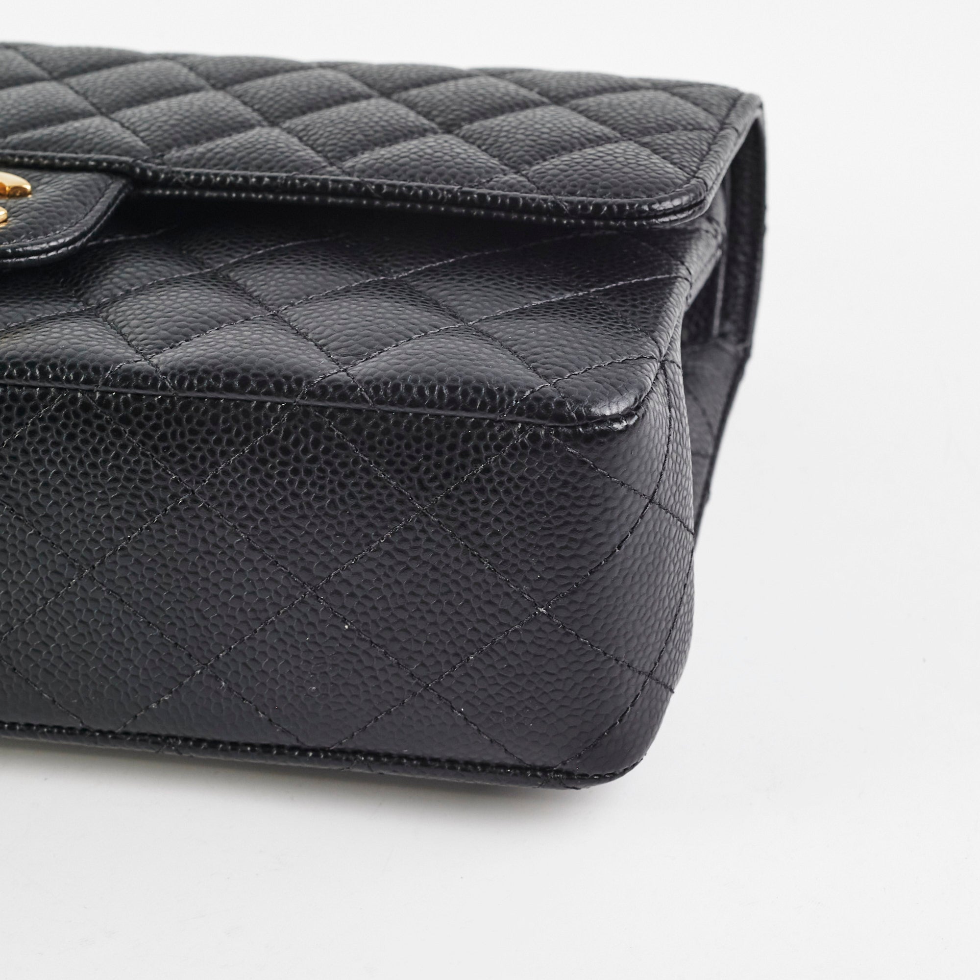 Authentic Chanel Caviar Medium/Large Double Classic Flap Bag Black 2022 - Luxury Handbag for Women, Perfect for Work, Evening Events & Special Occasions