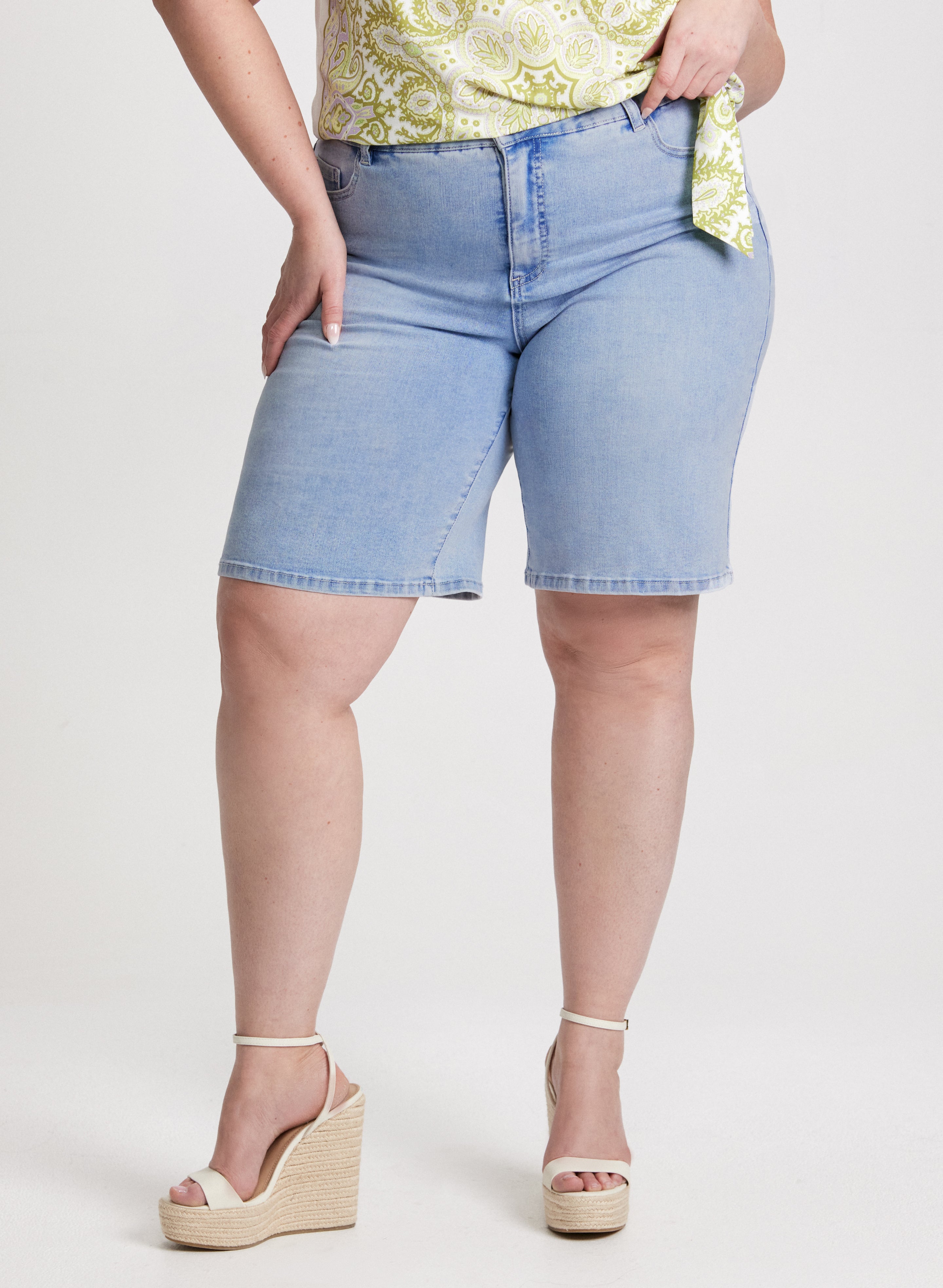 Stylish Women's Denim Bermuda Shorts - High Waist Comfort Fit for Summer & Casual Outings | Perfect for Beach, Travel & Everyday Wear