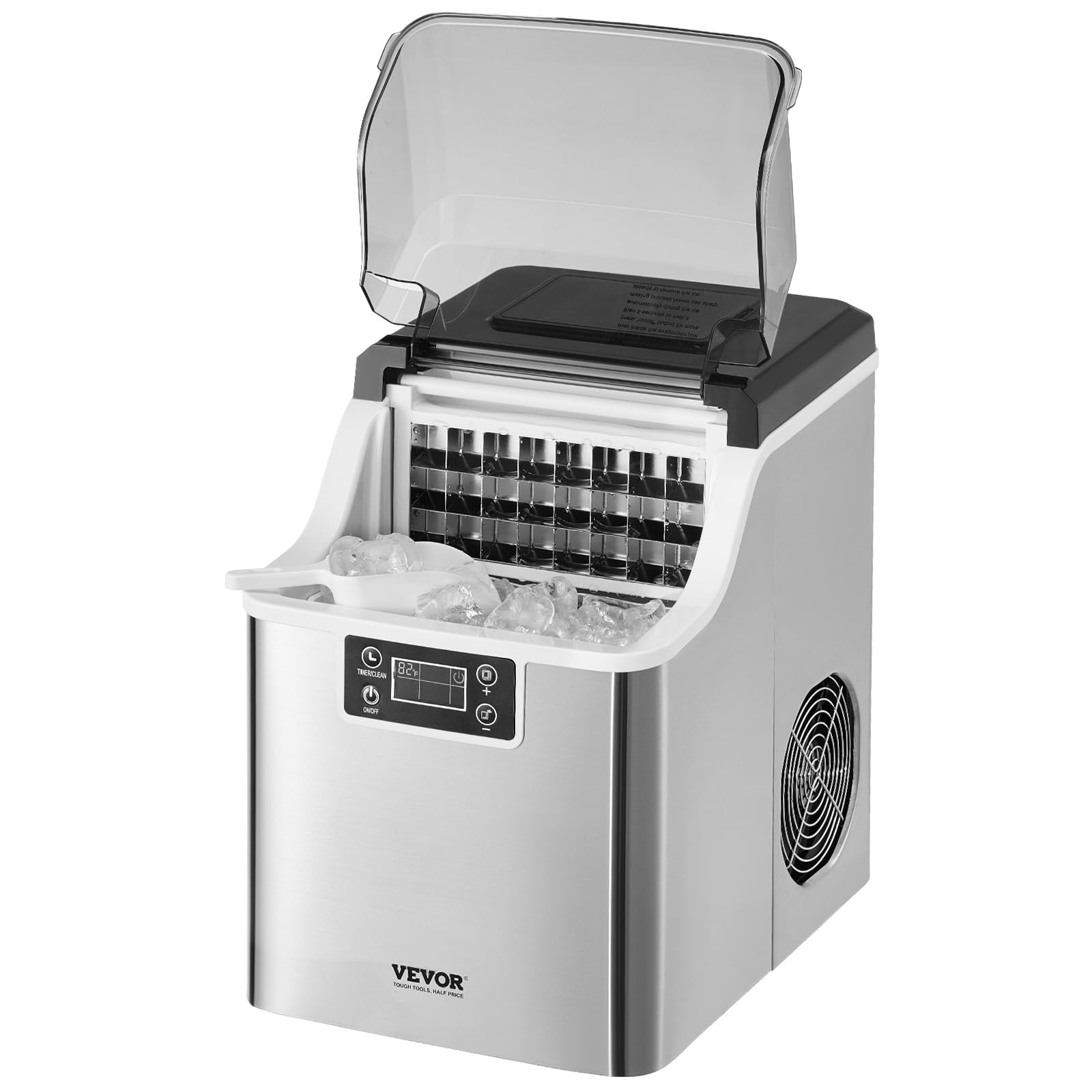 VEVOR Countertop Ice Maker - 24 Cubes in 15 Mins, 45lbs Daily, Self-Cleaning Portable Ice Machine with Scoop & Basket, 3 Ice Cube Sizes for Home, Kitchen, Office, Party & Outdoor Events