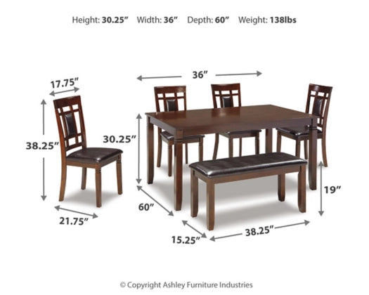 Bennox 6-Piece Dining Table Set with Chairs and Bench - Modern Kitchen & Dining Room Furniture for Family Gatherings & Dinner Parties