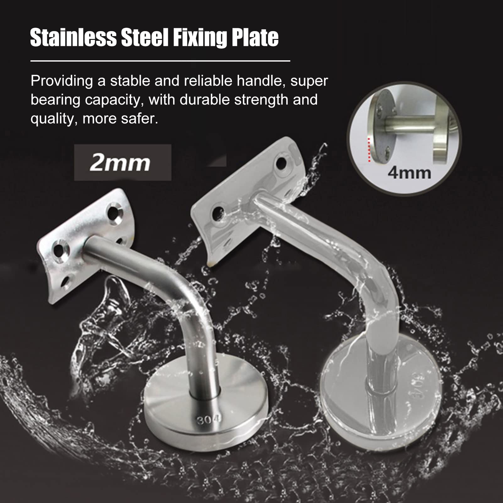 Clear Acrylic Non-Slip Stair Handrail - 150cm/4.9ft Safety Grab Bar for Elderly & Children - Complete Kit for Staircase, Hallway & Bathroom - ADA Compliant Assistive Railing for Home Safety & Mobility Support