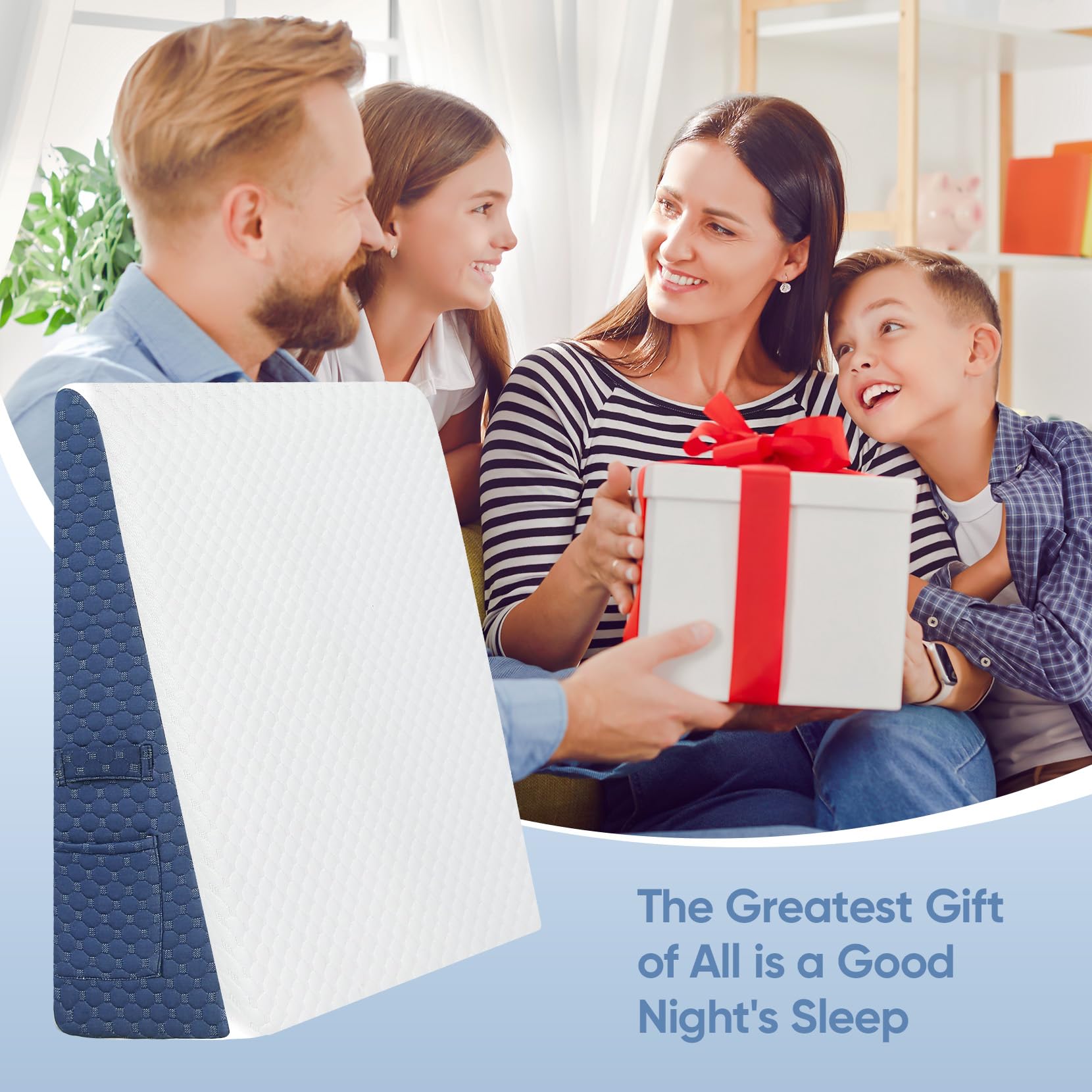 2024 7.5'' Wedge Pillow for Sleep Apnea & Acid Reflux Relief - Cooling Memory Foam Bed Wedge with Washable Cover for GERD, Heartburn & Neck Pain - Perfect for Back Sleepers & Post-Surgery Recovery