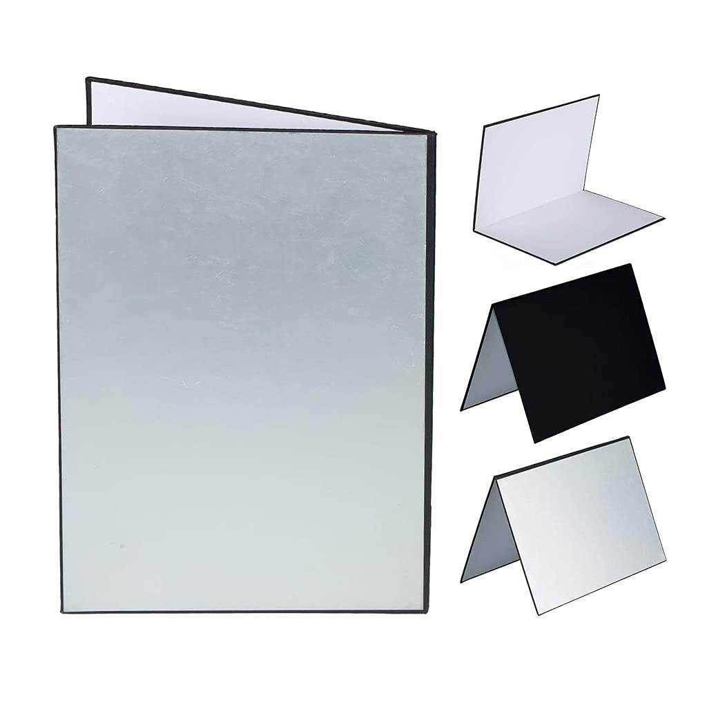 FETION 3-in-1 Foldable Photography Reflector Kit - 2 Pack (Black, Silver & White) for Product, Food & Still Life Photography | Professional Lighting Diffuser & Bounce Board for Studio, Outdoor & Portrait Shooting