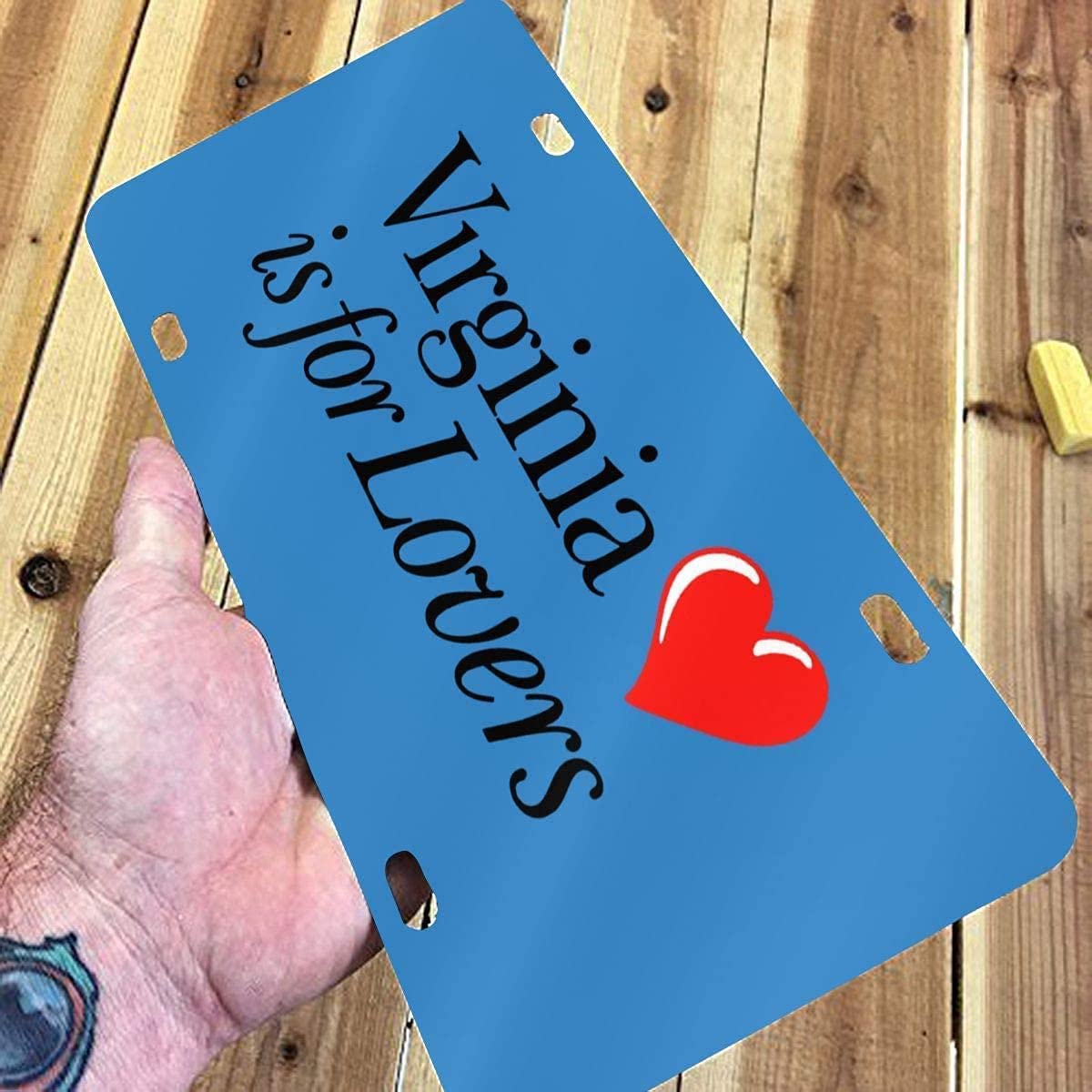 Virginia is for Lovers Personalized License Plate Frame - Custom Funny Car Accessories with 4 Holes - Perfect for State Pride & Unique Vehicle Decoration