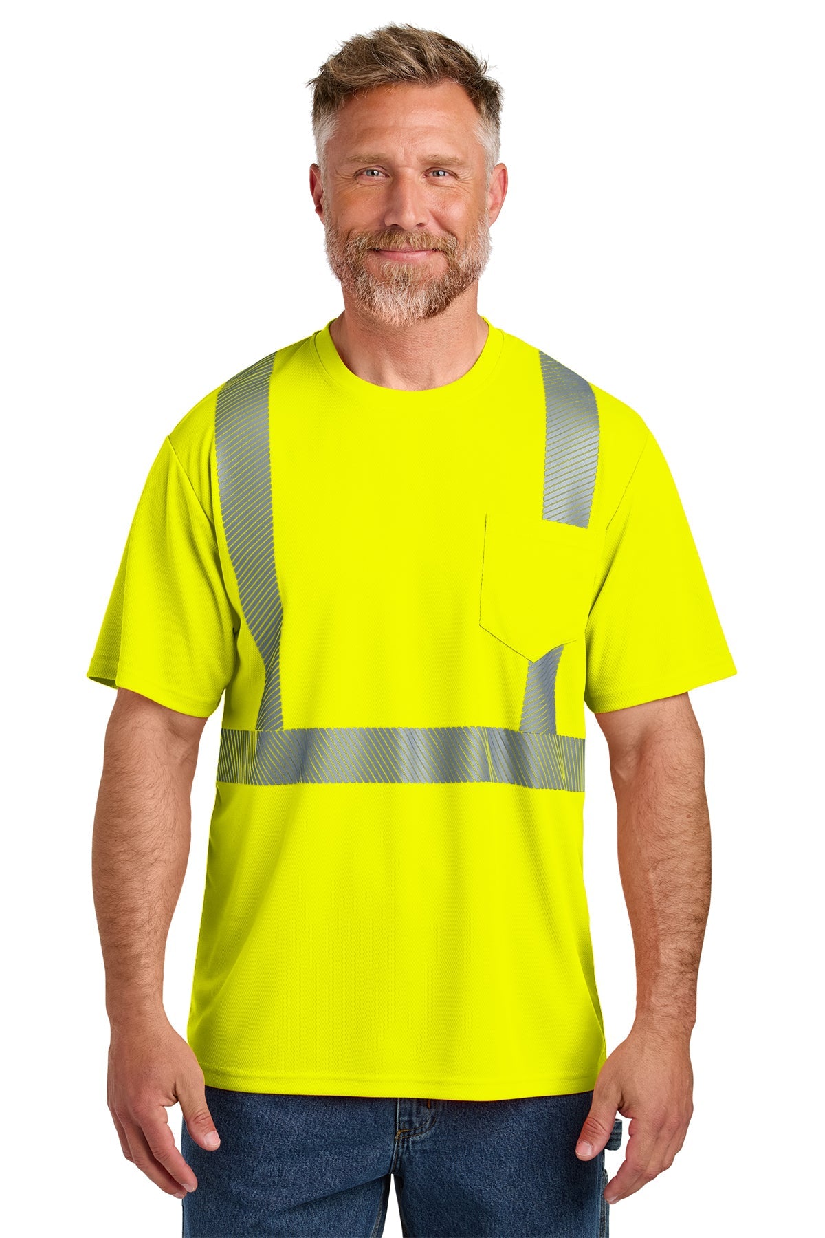 CornerStone ANSI 107 Class 2 Segmented Reflective Safety Tape Tees - High Visibility Workwear for Construction, Road Workers & Emergency Responders