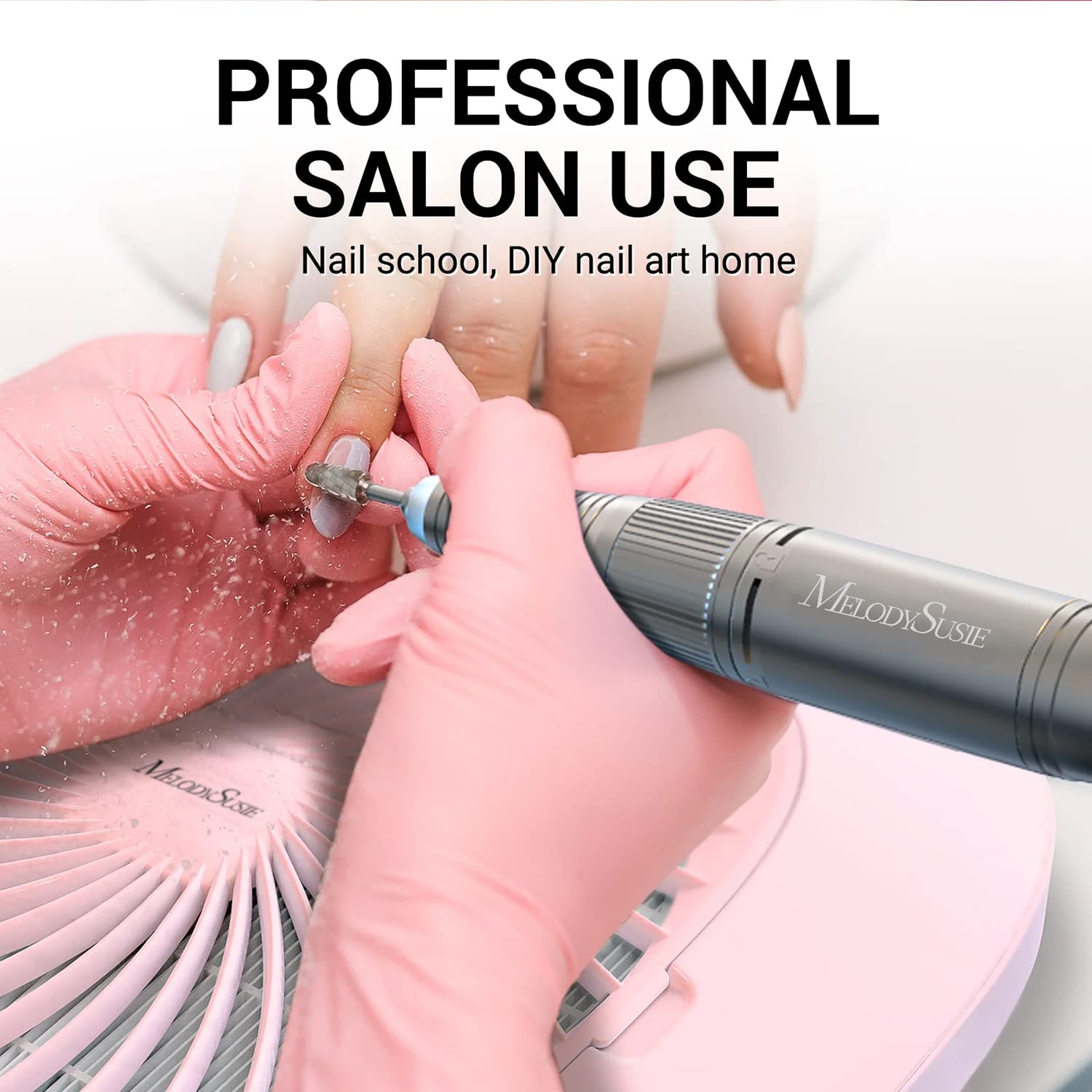 MelodySusie Rechargeable Nail Dust Collector with 30000 RPM Nail Drill - Professional Manicure & Pedicure Kit for Salon & Home Nail Care