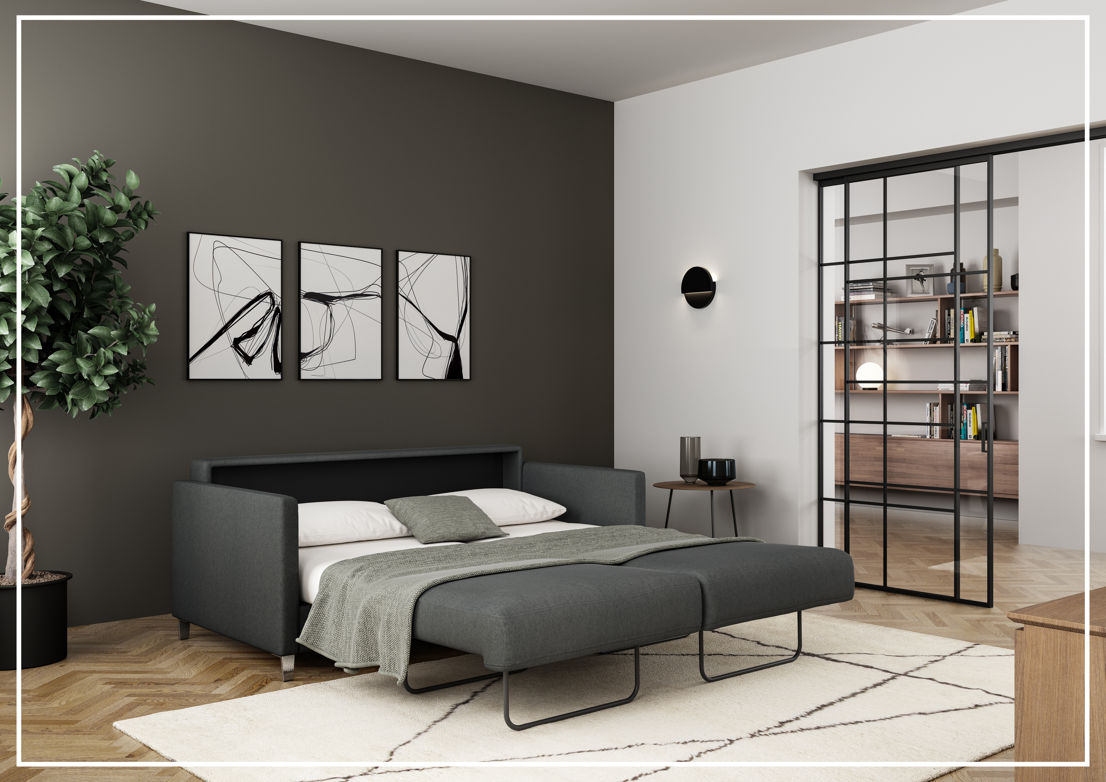 Luonto Elfin Fabric Sleeper Sofa with Nest Mechanism - Convertible 3-in-1 Space Saving Sofa Bed for Small Apartments, Guest Rooms & Home Offices | Perfect for Overnight Guests, Studio Living & Multi-Functional Spaces