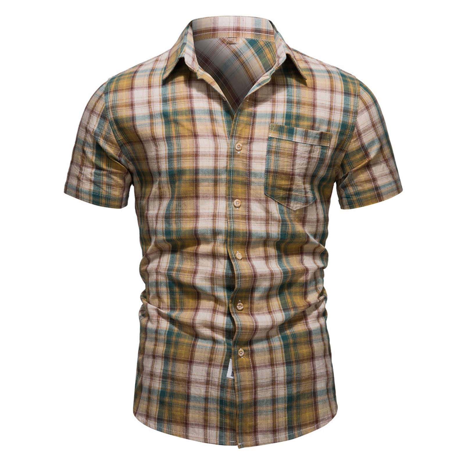 Vintage Western Shirts for Men - Short Sleeve Button Down Work Shirts, Slim Fit Cowboy Dress Shirt for Outdoor & Casual Wear - Perfect for Rodeo, Country Music Festivals and Western Style Outfits