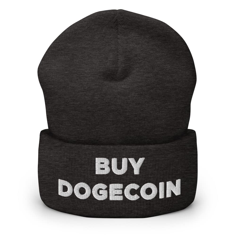 Doge Crypto Hat - Embroidered Cuffed Beanie for Dogecoin Fans | Perfect for Cold Weather & Crypto Events