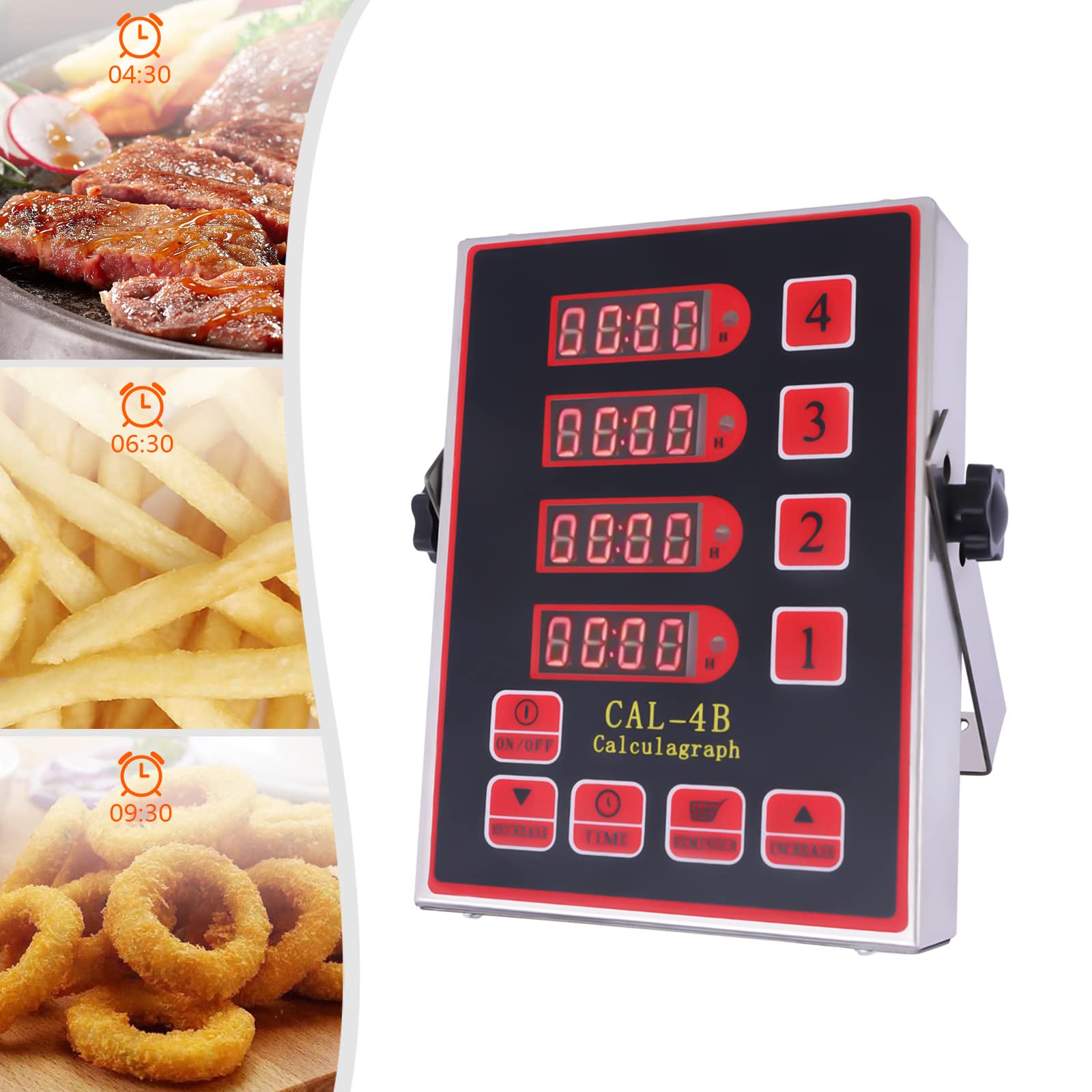 4 Channels CAL-4B Digital Kitchen Timer - Stainless Steel Restaurant Timer with Loud Alarm for Cooking, Baking & Multiple Events | Perfect for Home Kitchens, Professional Chefs & Food Service Businesses
