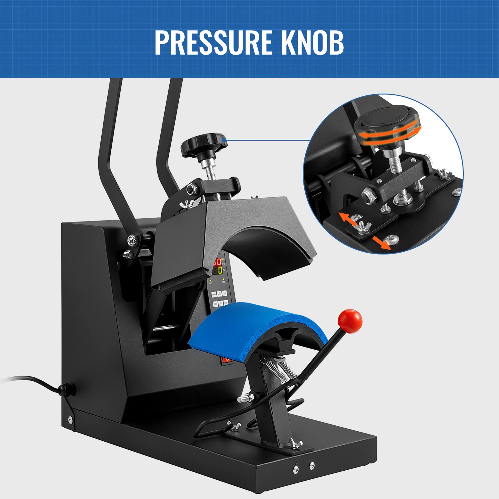VEVOR 4-in-1 Hat Heat Press Machine with LCD Digital Control - 6x3inches Heating Platen for Sublimation Transfer on Hats & Caps - Includes 4 Replaceable Heating Pads (6x3/6.7x2.7/6.7x3.8/8.1x3.5) - Perfect for Custom Hat Printing, DIY Crafts & Small Business Apparel Decoration