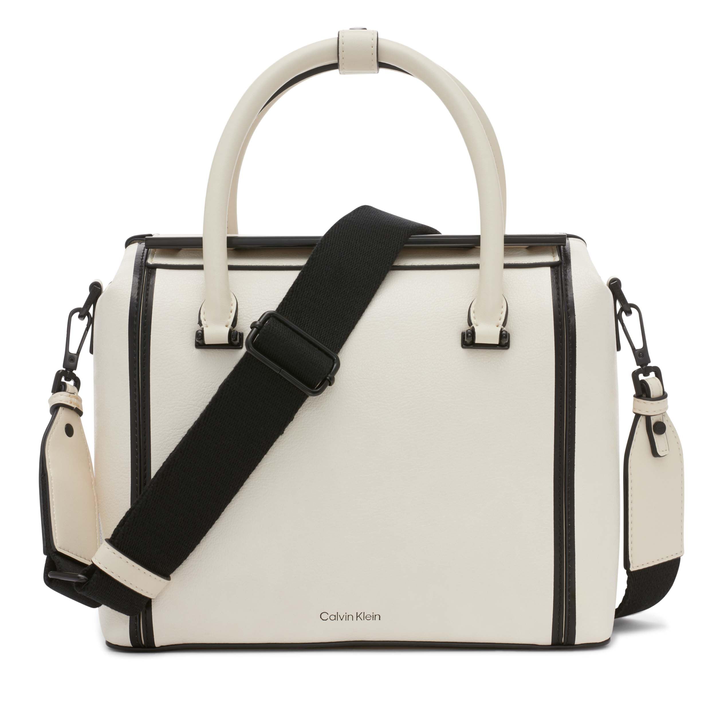 Calvin Klein Perry Organizational Dome Satchel - Stylish Leather Handbag for Women, Perfect for Work, Travel & Everyday Use