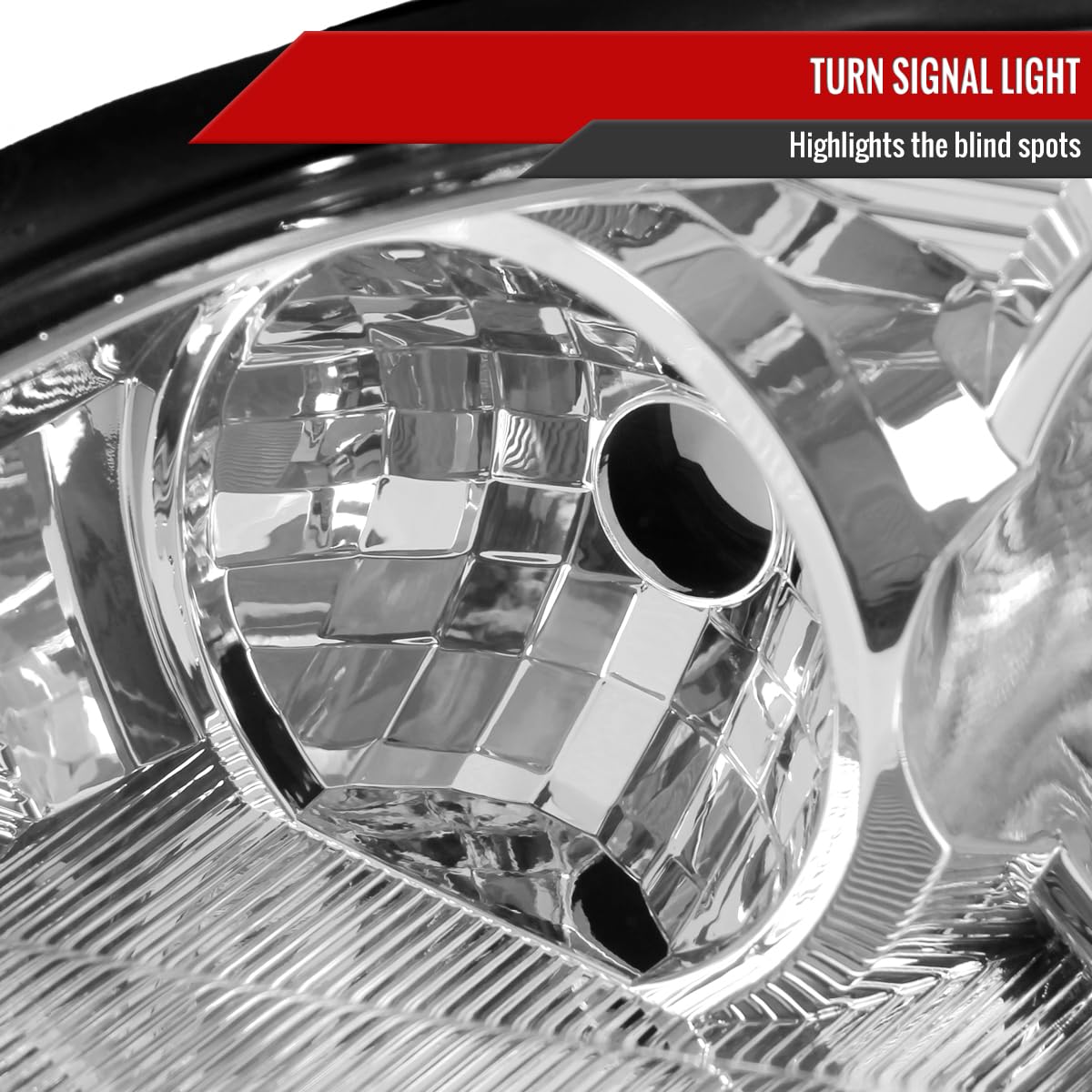 2005-2007 Ford Focus ZX4 ST Replacement Chrome Clear Headlight Assembly Pair - Left & Right Side - Improved Visibility & Style for Night Driving & Car Upgrades