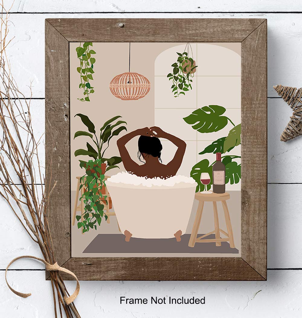 African American Woman Wall Art - Black Culture Bathroom Decor - Mid-Century Modern Black Women Prints - Latina Home Accessories for Living Room & Bathroom Decorating