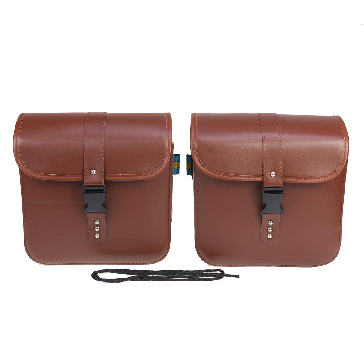 YANGXIUP Universal Waterproof Brown Leather Motorcycle Saddlebags - Bike Side Storage Fork Tool Pouch Pair for Cycling & Motorcycle Accessories | Perfect for Commuting, Touring & Outdoor Adventures