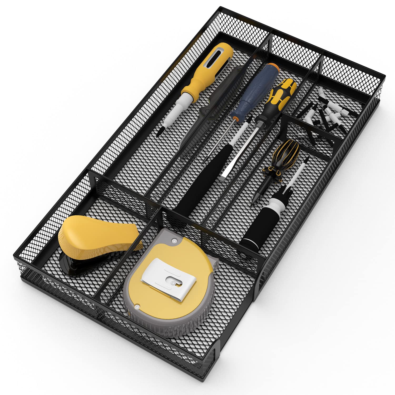 Metal Mesh Desk Drawer Organizer Tray - Small Office & Home Storage Solution for Pencils, Makeup, Utensils - Perfect for Desktop, Bathroom, Kitchen & Vanity Organization