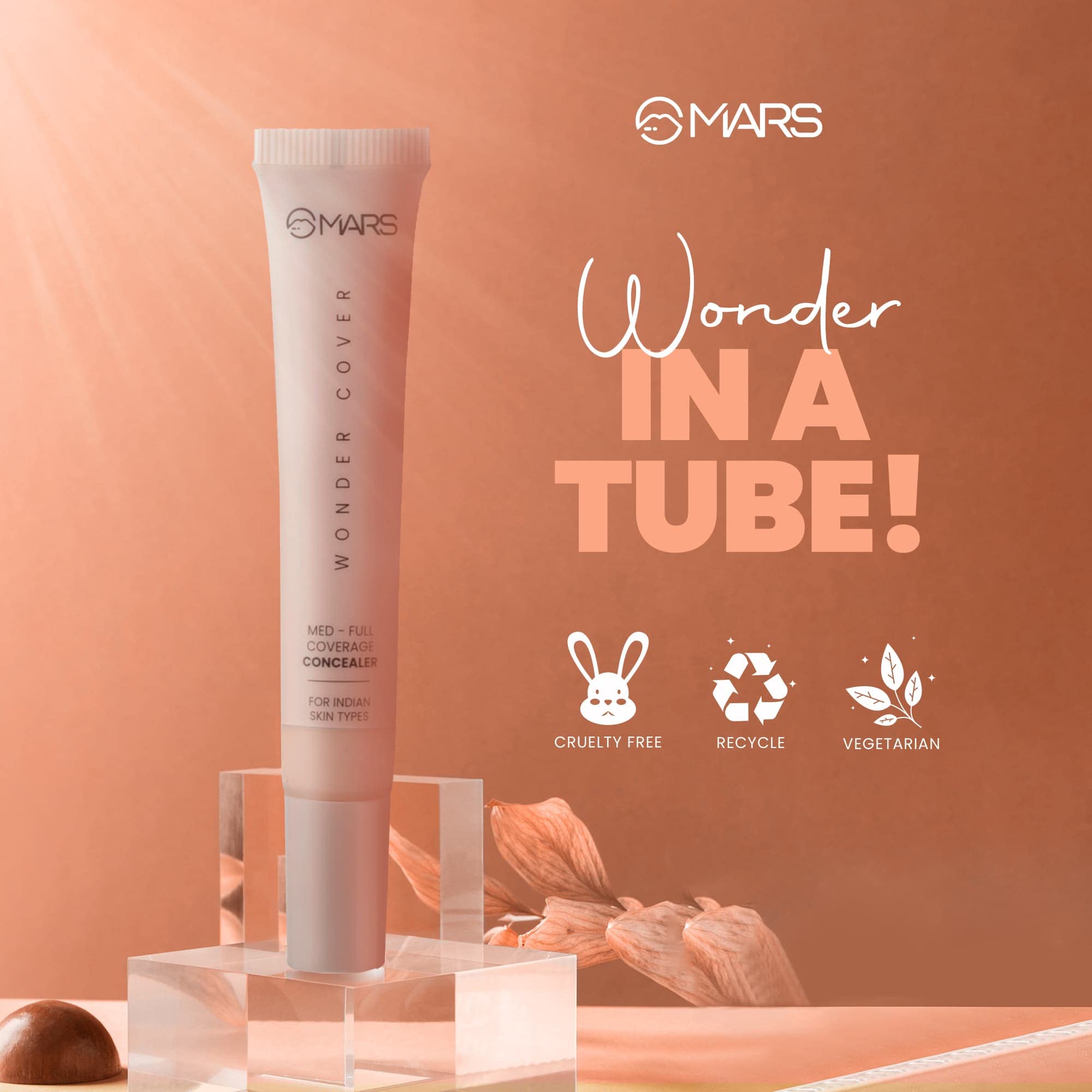 MARS Wonder Cover Liquid Concealer - Creaseproof, Easy to Blend Face Makeup (12ml, Shade 01) | Perfect for Dark Circles, Blemishes & Everyday Wear