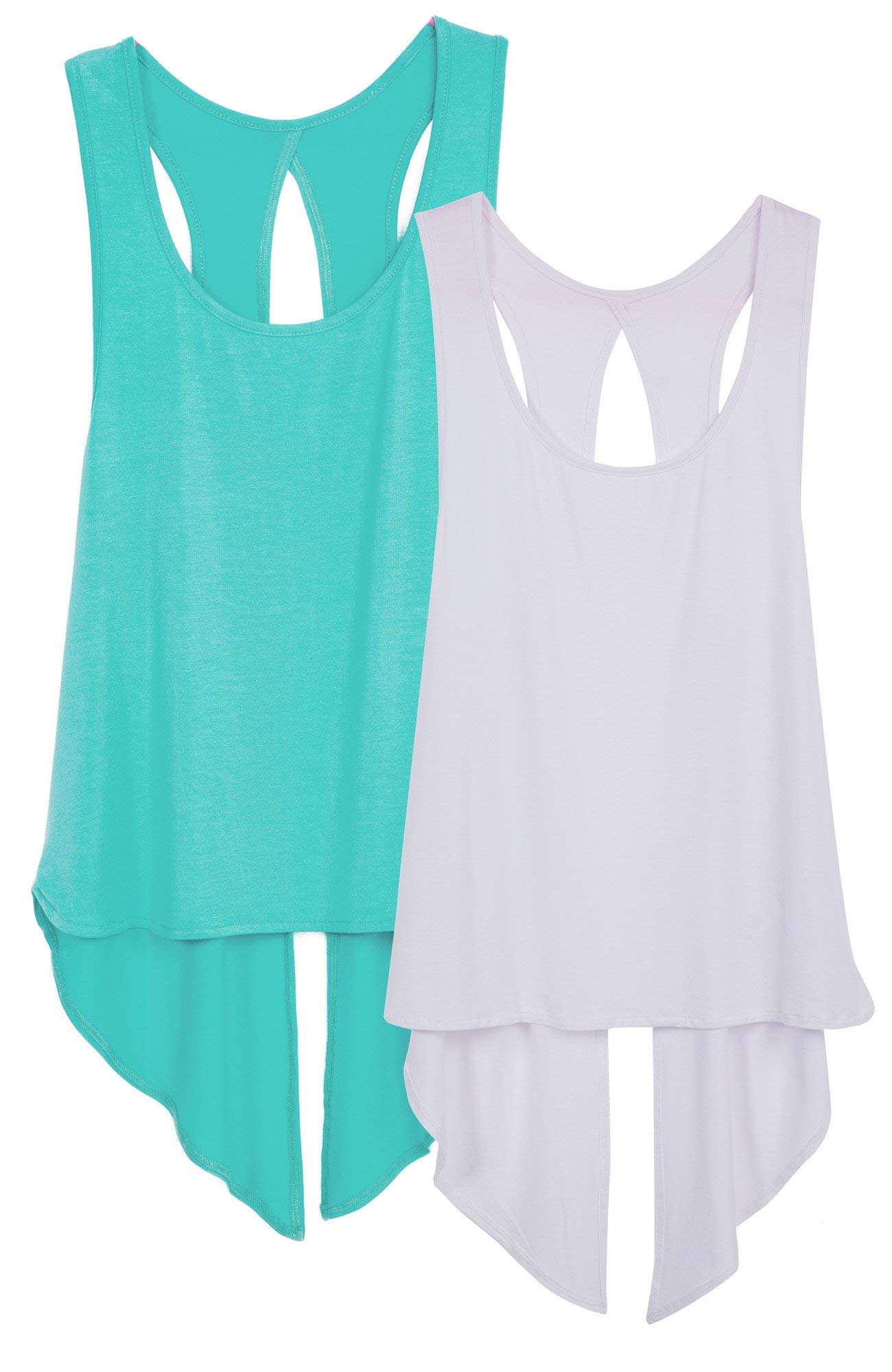 Icyzone Women's Tie Back Yoga Tops - Lightweight Workout Tank Tops, Breathable Athletic Gym Shirts for Yoga, Running, Fitness & Casual Wear