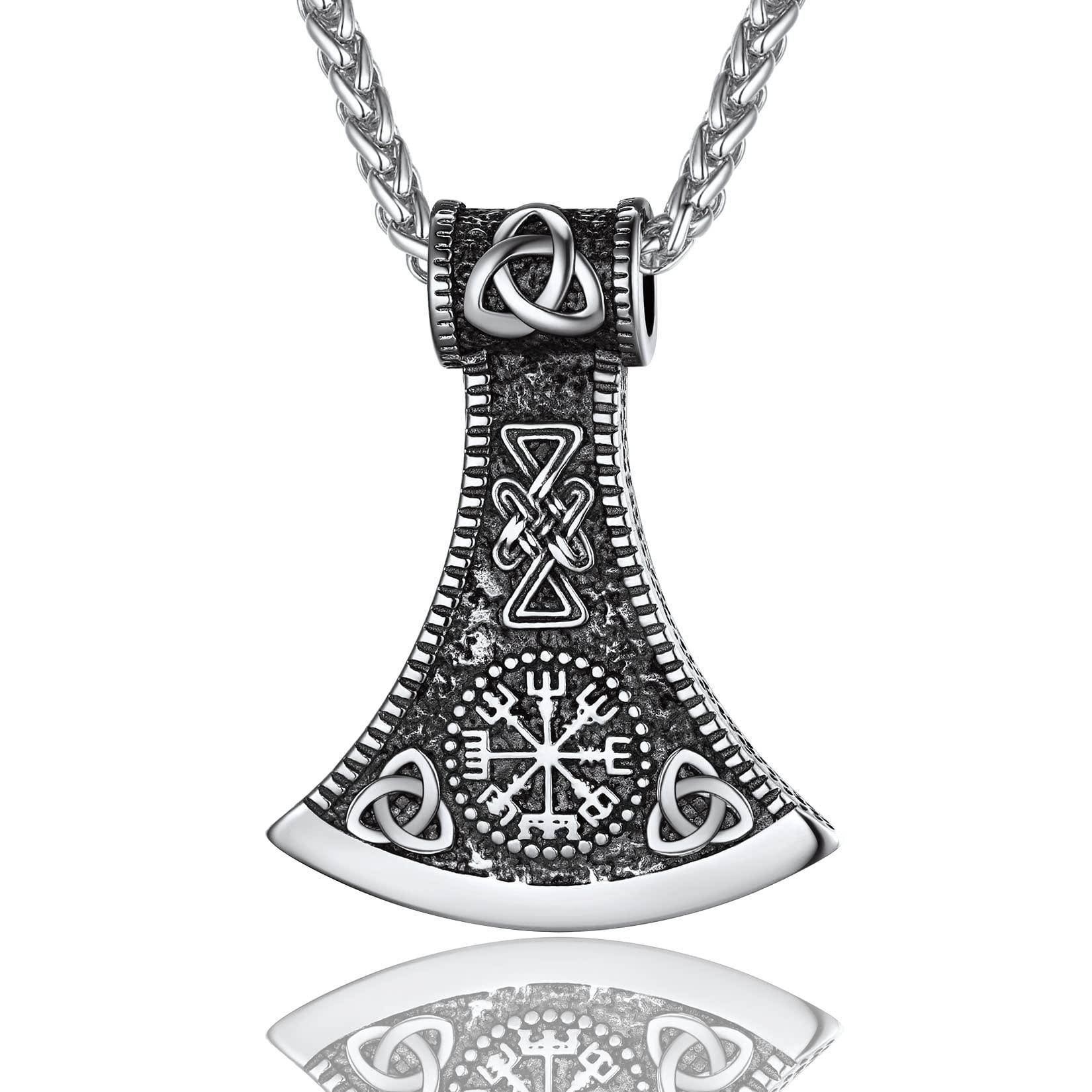 ChainsProMax Solid Norse Axe Necklace - Viking Jewelry with Stainless Steel, Gold Plated & Black Chain Options - Perfect Gift for Men & Women - Ideal for Viking Cosplay, LARP & Norse Mythology Enthusiasts