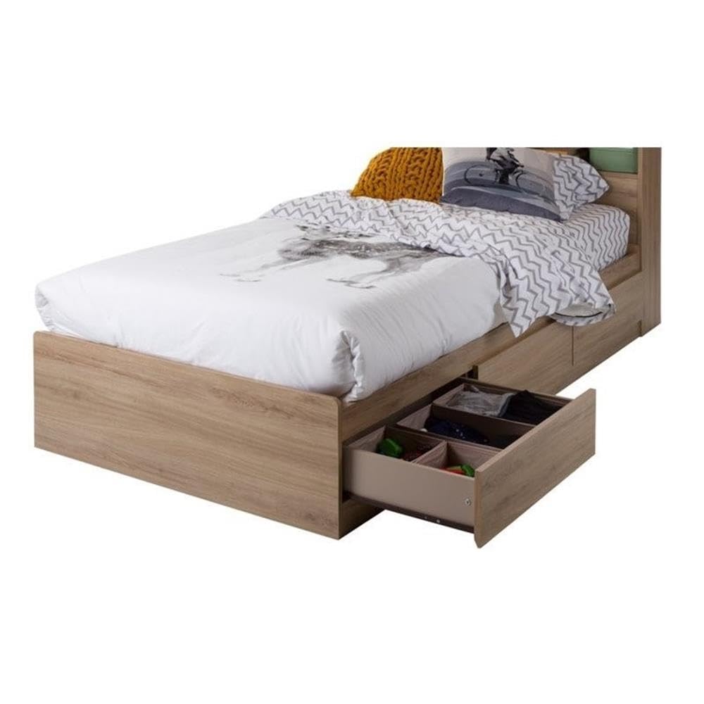 Rosebery Kids Rustic Wood Platform Bed with 3 Under-Bed Drawers - Full Size Wood Slat Support, No Box Spring Needed - Perfect for Kids' Bedrooms, Guest Rooms & Small Spaces