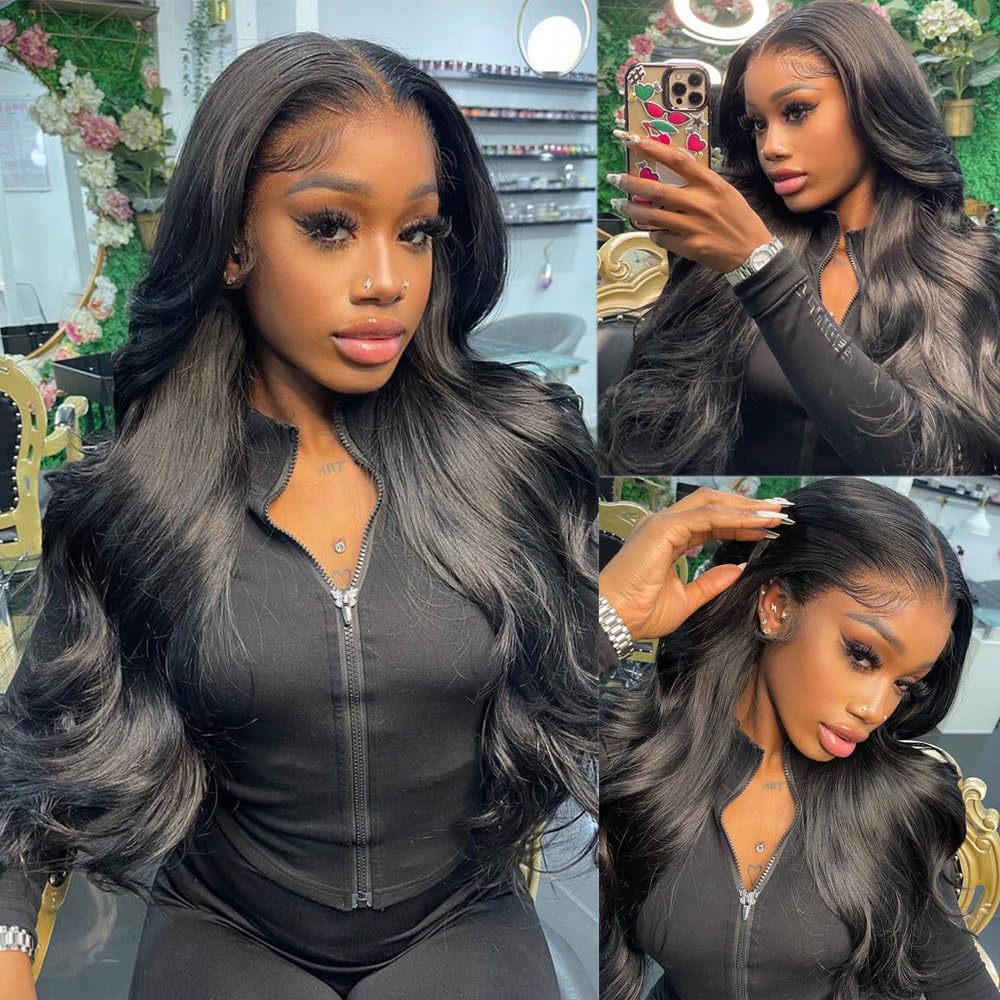 100% Brazilian Virgin Human Hair Bundles - 20, 22, 24 Inch 3 Bundles - Unprocessed Body Wave Hair Extensions (1B Color) for Natural Look & Volume - Perfect for Daily Wear, Parties & Special Occasions