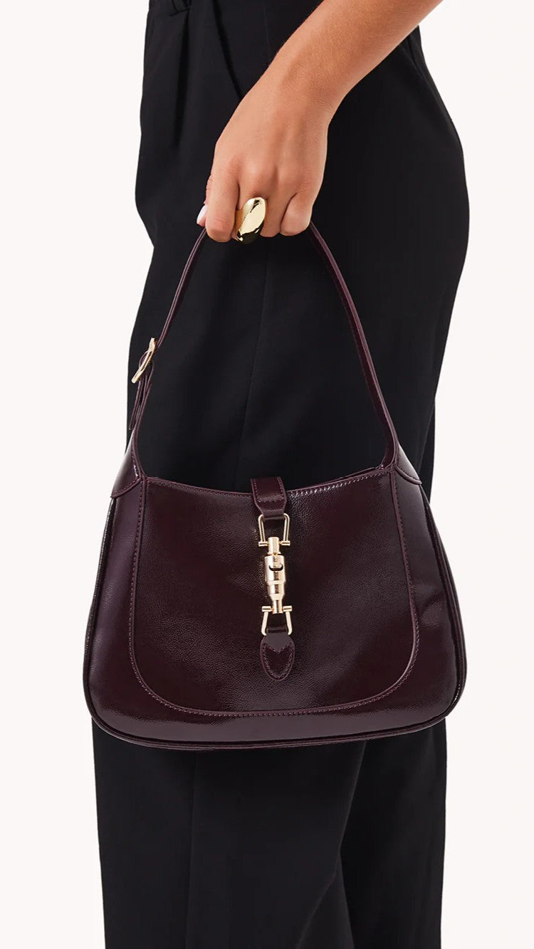 Alix Shoulder Bag for Women - Mulberry Patent Leather Crossbody Purse - Perfect for Work, Travel & Everyday Use