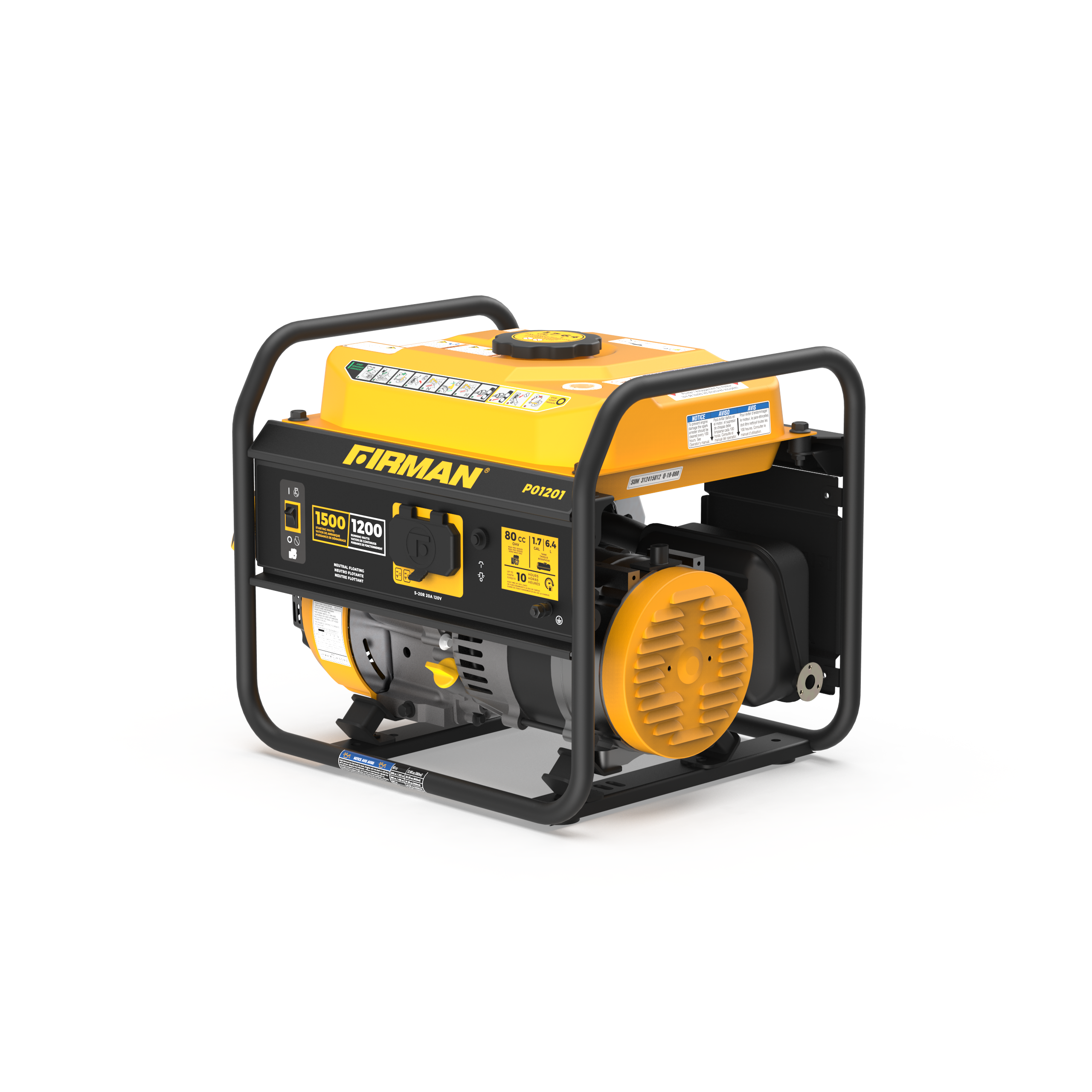 1500W Portable Gas Generator with Recoil Start - Reliable Power for Camping, Emergencies & Outdoor Activities