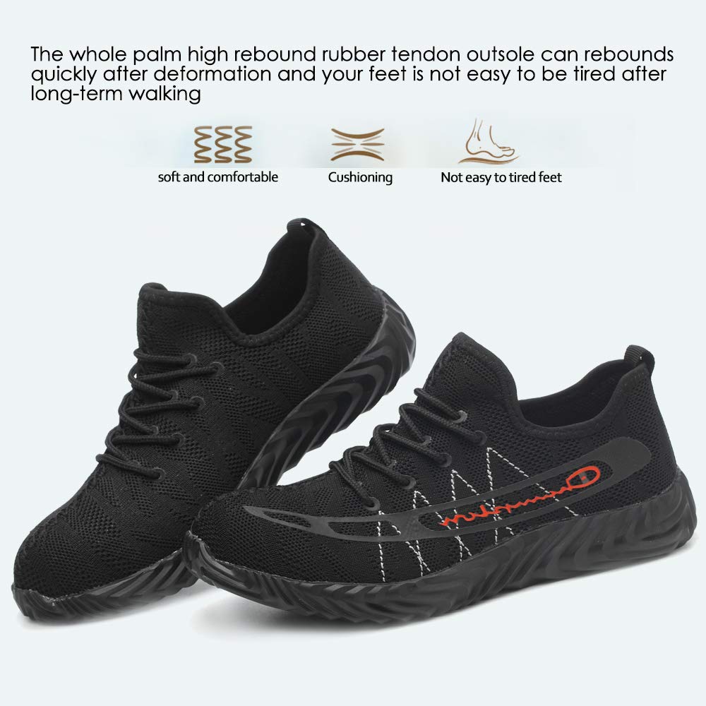 KINOW Steel Toe Safety Work Shoes for Men & Women - Slip Resistant Lightweight Industrial Construction Sneakers | Outdoor Work, Warehouse, Construction Site Safety Footwear