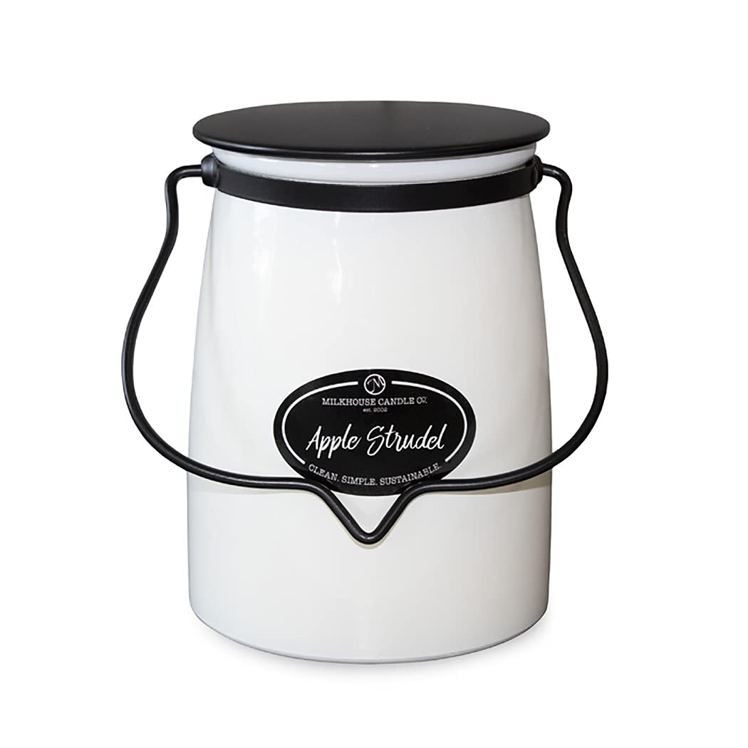 Milkhouse Candle Company Creamery Glow Collection - Apple Strudel Scented Soy Candle in Butter Jar (22oz) | Home Decor, Relaxation & Cozy Ambiance for Living Room, Bedroom & Bathroom