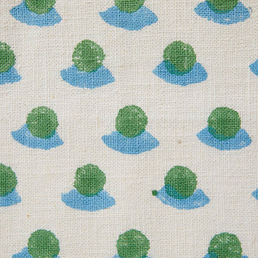 Berry Block Printed Fabric - Linen Cotton Blend in Grass & Sky Colors - Perfect for DIY Crafts, Home Decor, and Fashion Sewing Projects