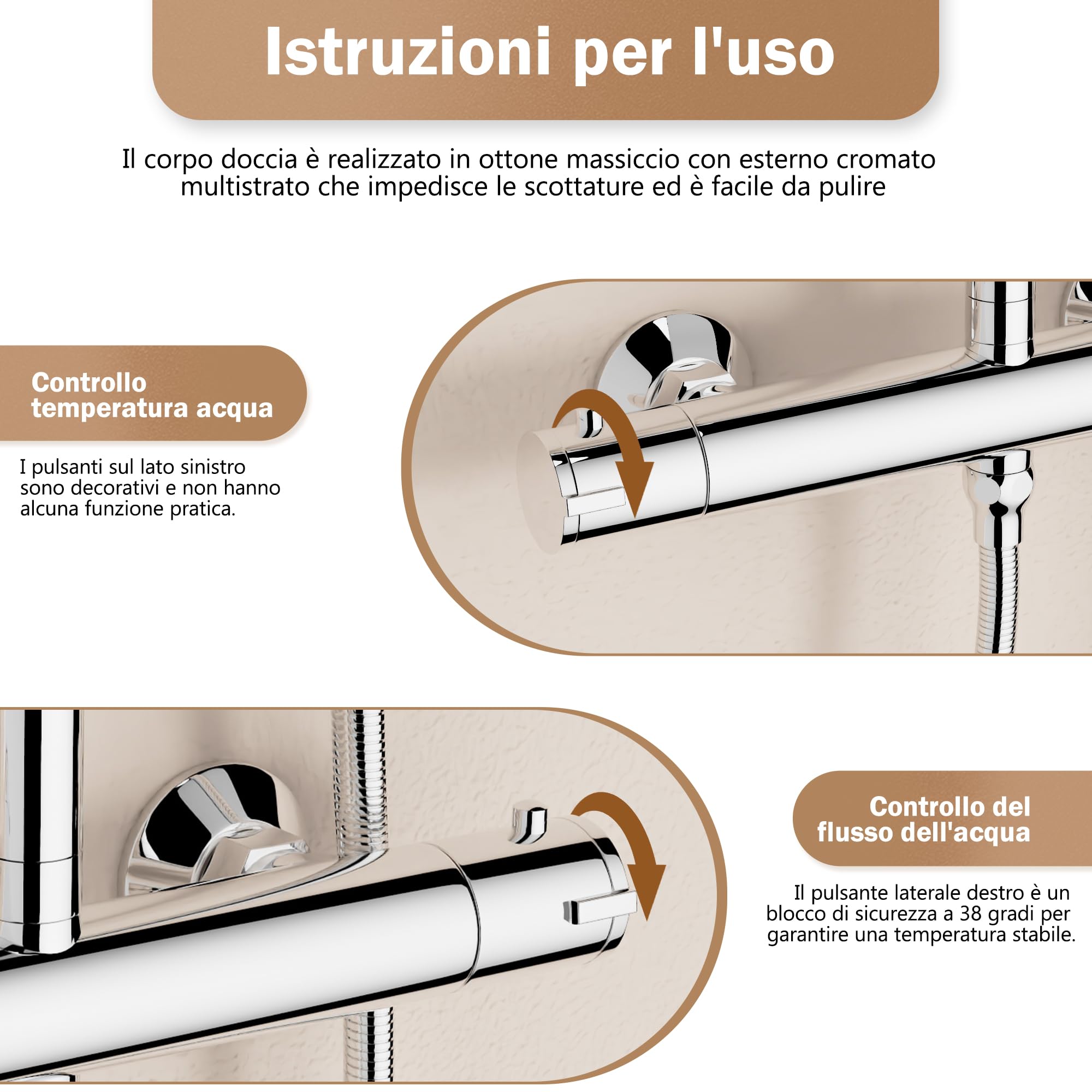 PURAGEIR Adjustable Height Shower Column System with Mixer & 22x22cm Shower Head - Chrome Finish for Bathroom & Spa Relaxation (75-115cm Height Range)