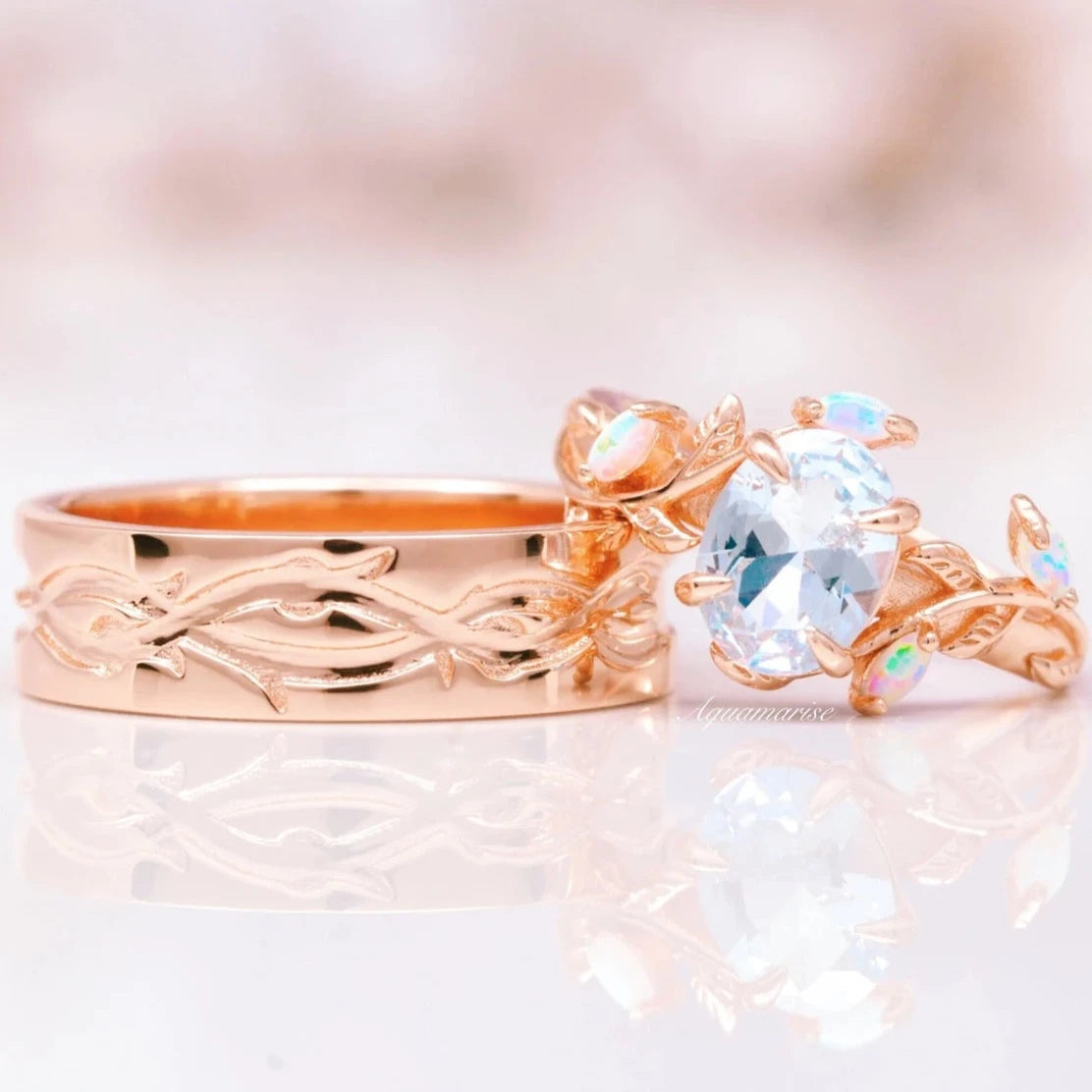 14K Solid Rose Gold Leaf Wedding Band – Elegant Nature-Inspired Ring for Women, Perfect for Engagement, Anniversary & Bridal Jewelry Gifts