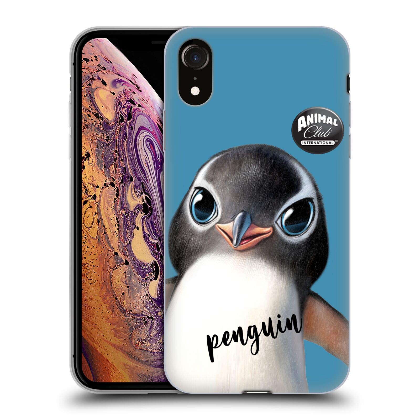 Officially Licensed Animal Club International Penguin Faces Soft Gel Case for Apple iPhone XR - Cute Protective Phone Cover for Everyday Use, Work & Travel